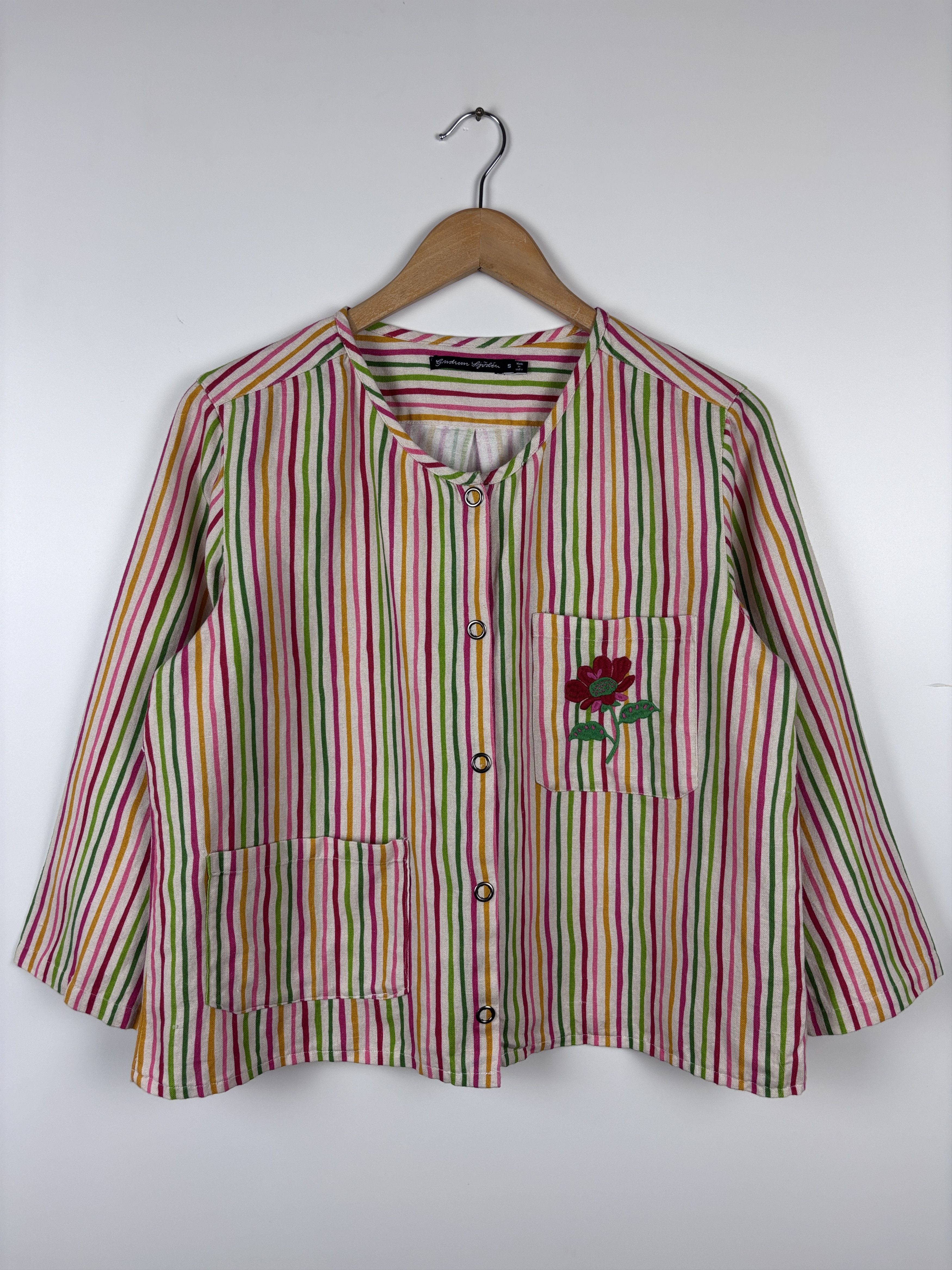 Designer Gudrun Sjoden Colorful Striped Blazer Linen Jacket Size S Size S / US 4 / IT 40 - 1 Thumbnail