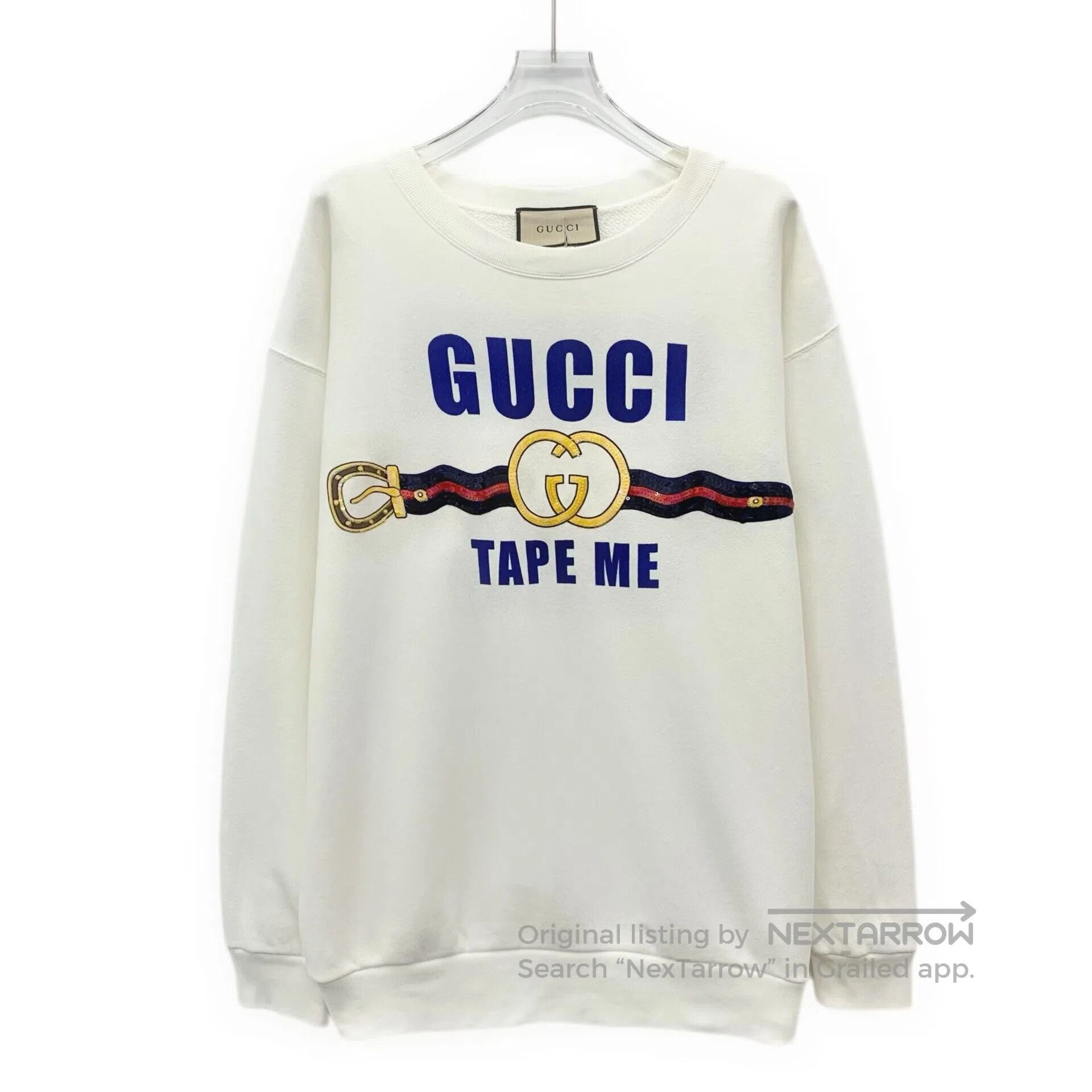 Gucci Guicci White Logo Letter Print Cotton Round Neck Long Slee Size US S / EU 44-46 / 1 - 1 Thumbnail
