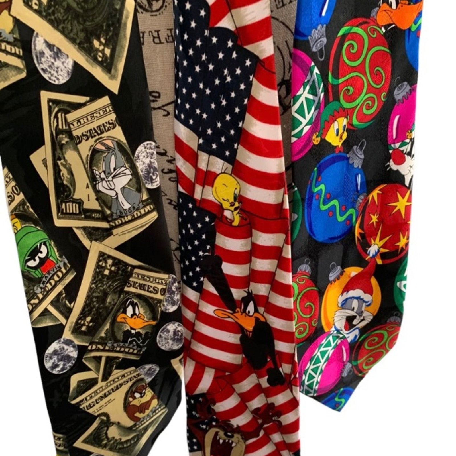Warner Bros VGT Looney Tunes silk ties lot of 3 bugs, bunny tweety Size ONE SIZE - 1 Thumbnail