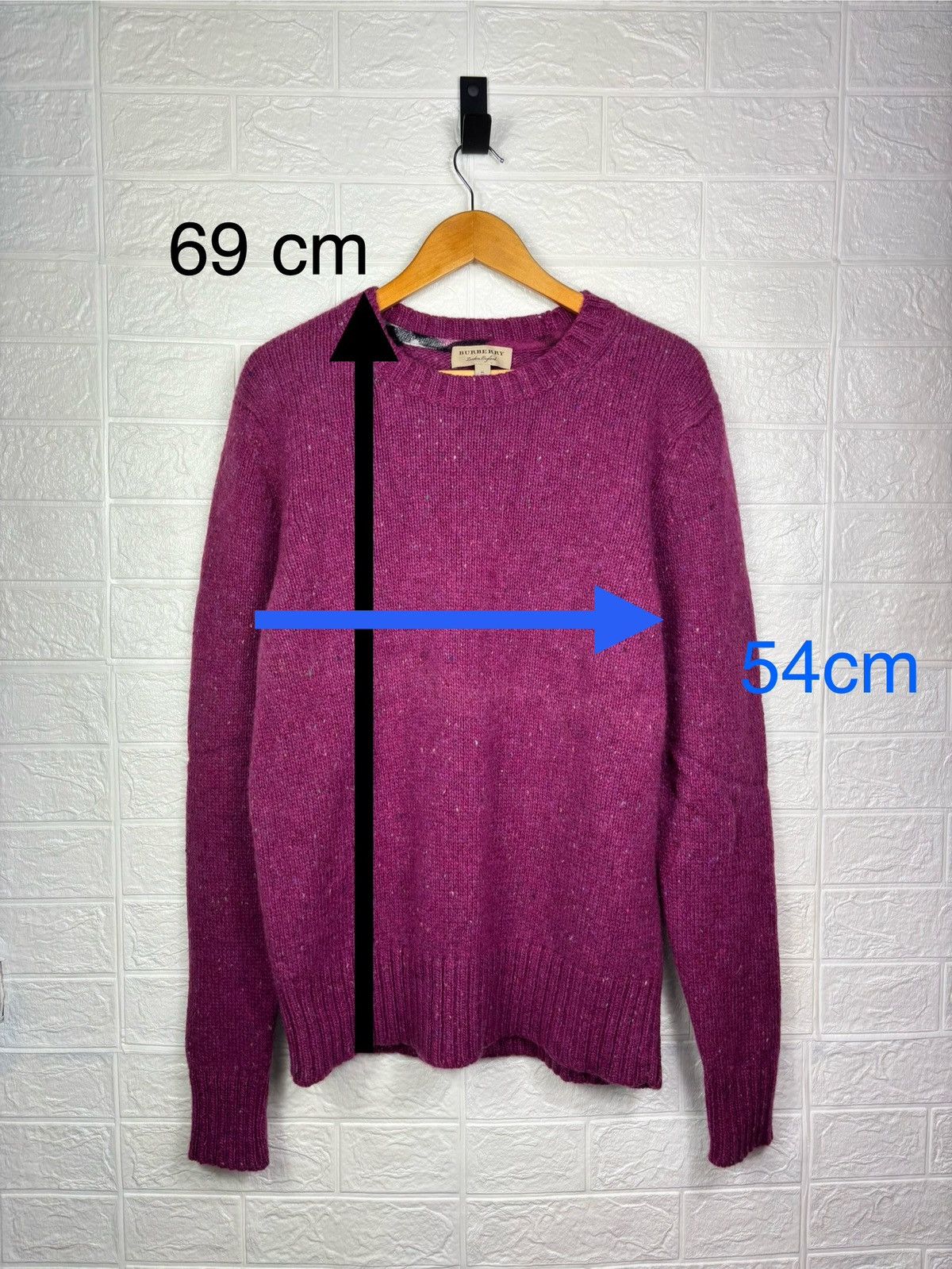 Burberry Burberry Men’s Wool Sweater XL Raspberry Red Pullover Jumper Size US XL / EU 56 / 4 - 2 Thumbnail