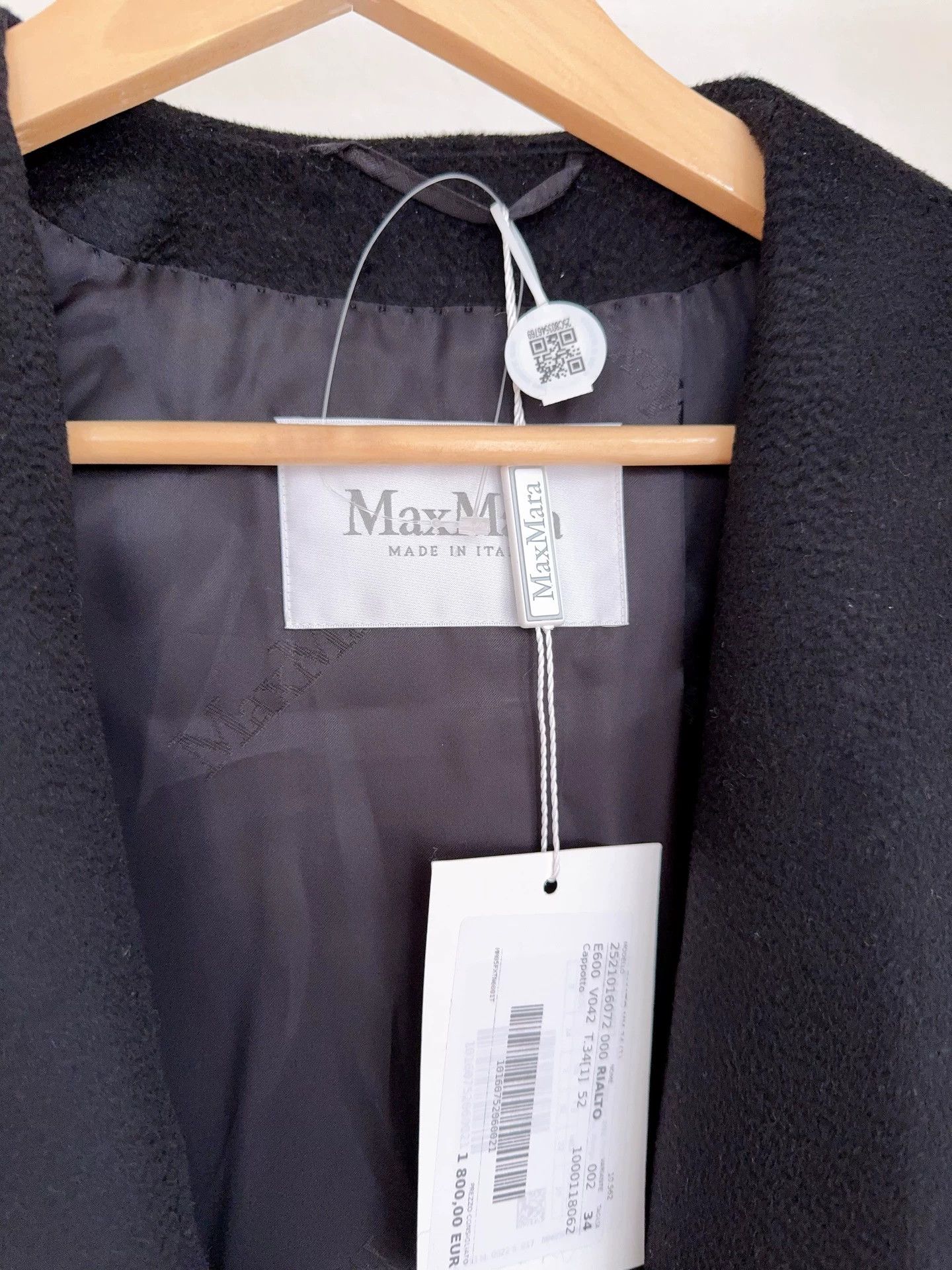 Max Mara MaxMara Rialto NWT Hooded Collar Tie Black Coat 32 Size XXS / US 00 / IT 34 - 4 Thumbnail