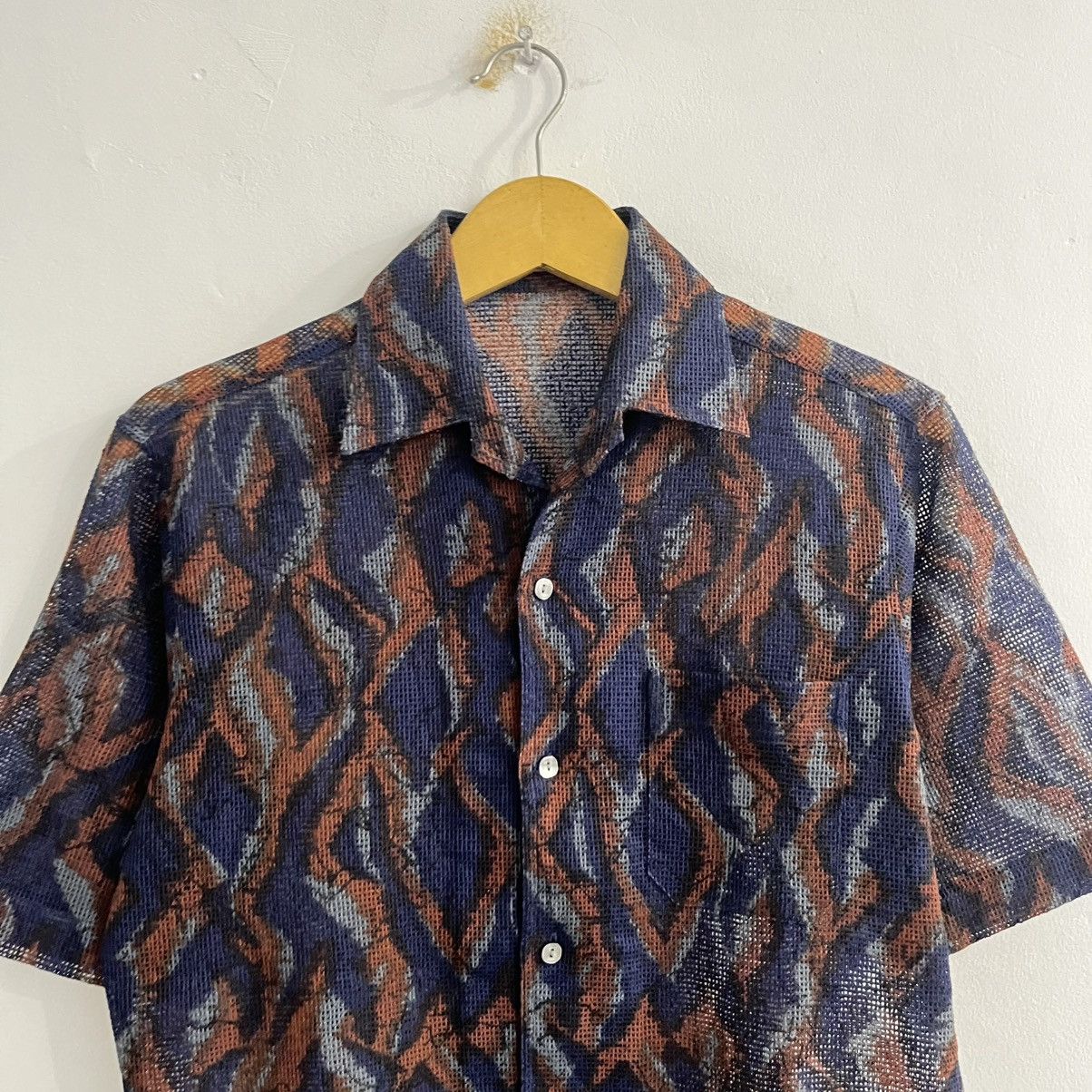 Issey Miyake Llveire - Mesh Patterned Button Up Shirt Size US M / EU 48-50 / 2 - 2 Thumbnail