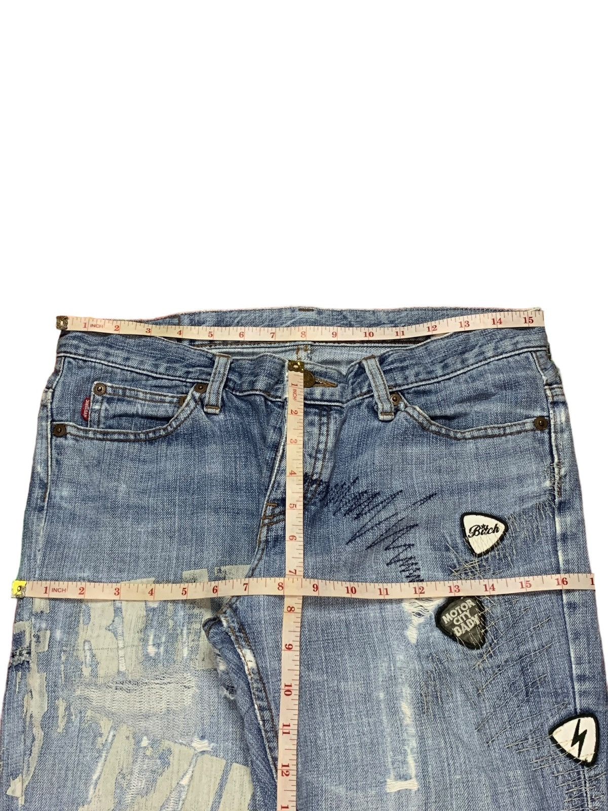 Hysteric Glamour × Japanese Brand Vintage Hysteric Kinky Blue Wash Distressed Jeans Shorts Size 31" - 10 Thumbnail