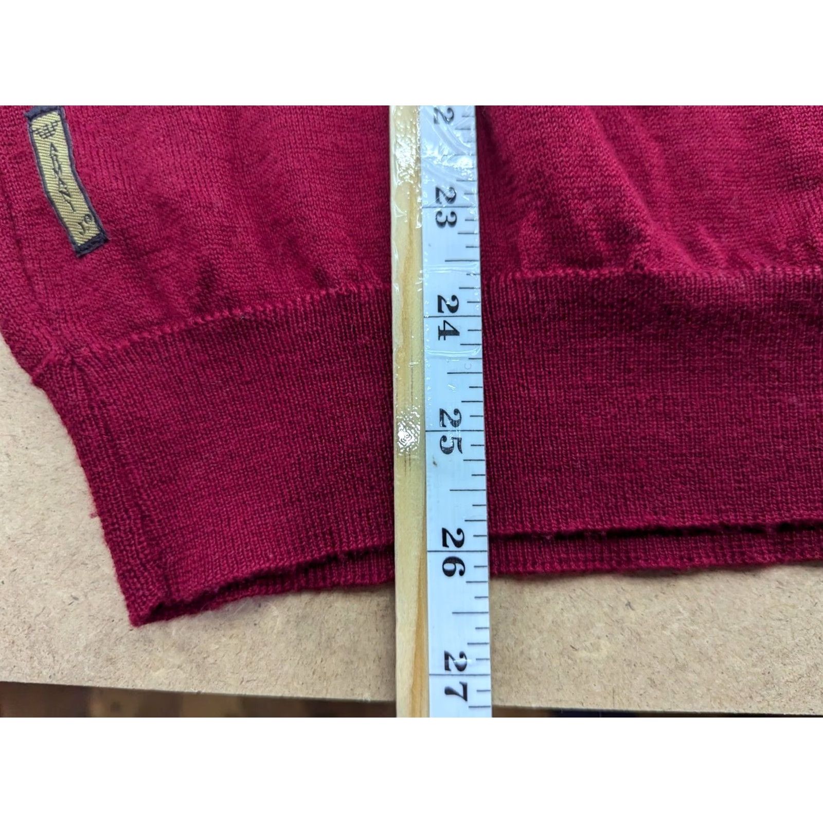 Vintage Armani Jeans Sweater Mens XL Red Wool Jumper V-Neck Long Sleeve Knit Pullover Classic 30th Anniversary 1981-2011 Size US XL / EU 56 / 4 - 7 Thumbnail