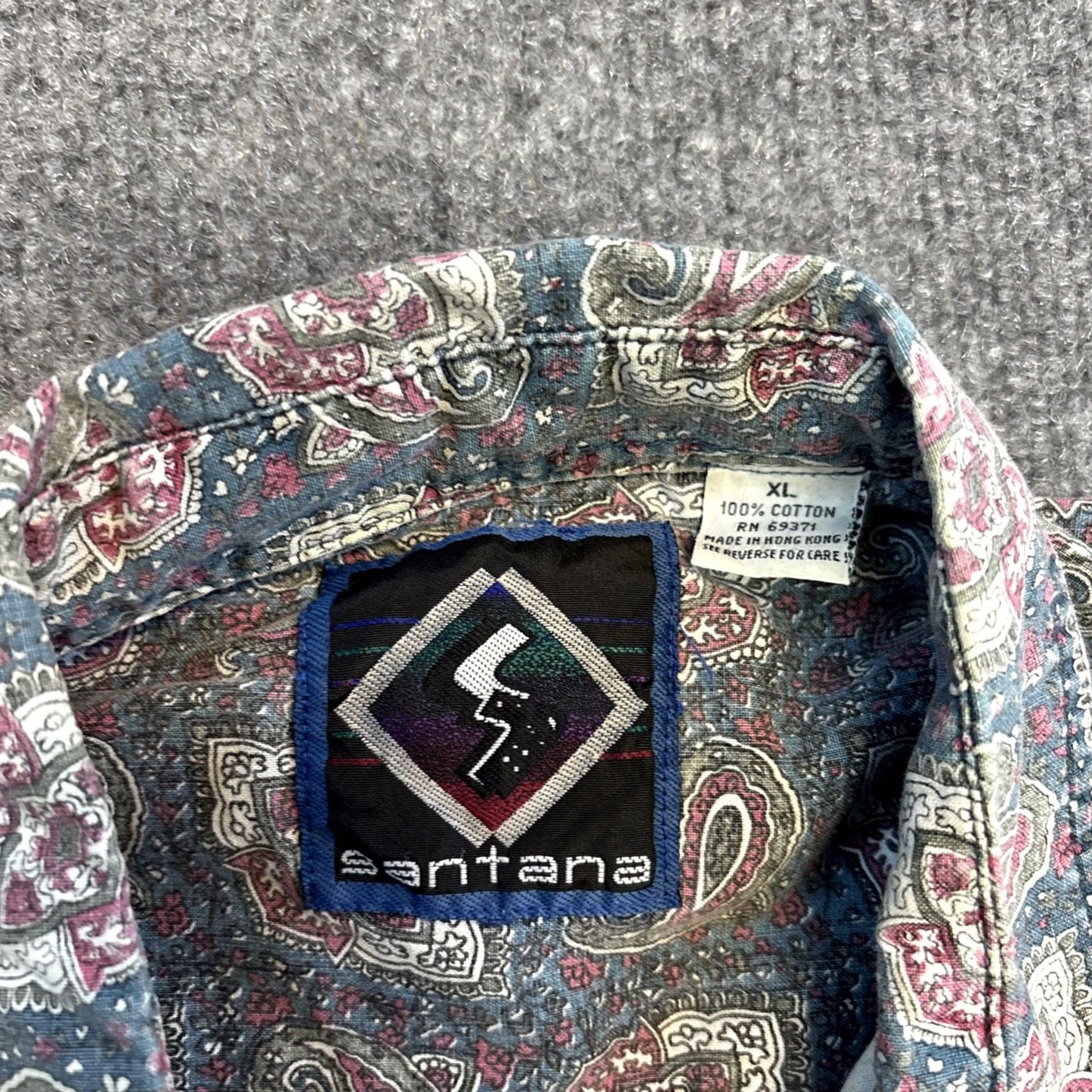 Vintage VINTAGE Santana Paisley Button-Up Shirt Blue White Mens XL Short Sleeve Button-Down Collar Crew? Size US XL / EU 56 / 4 - 2 Thumbnail