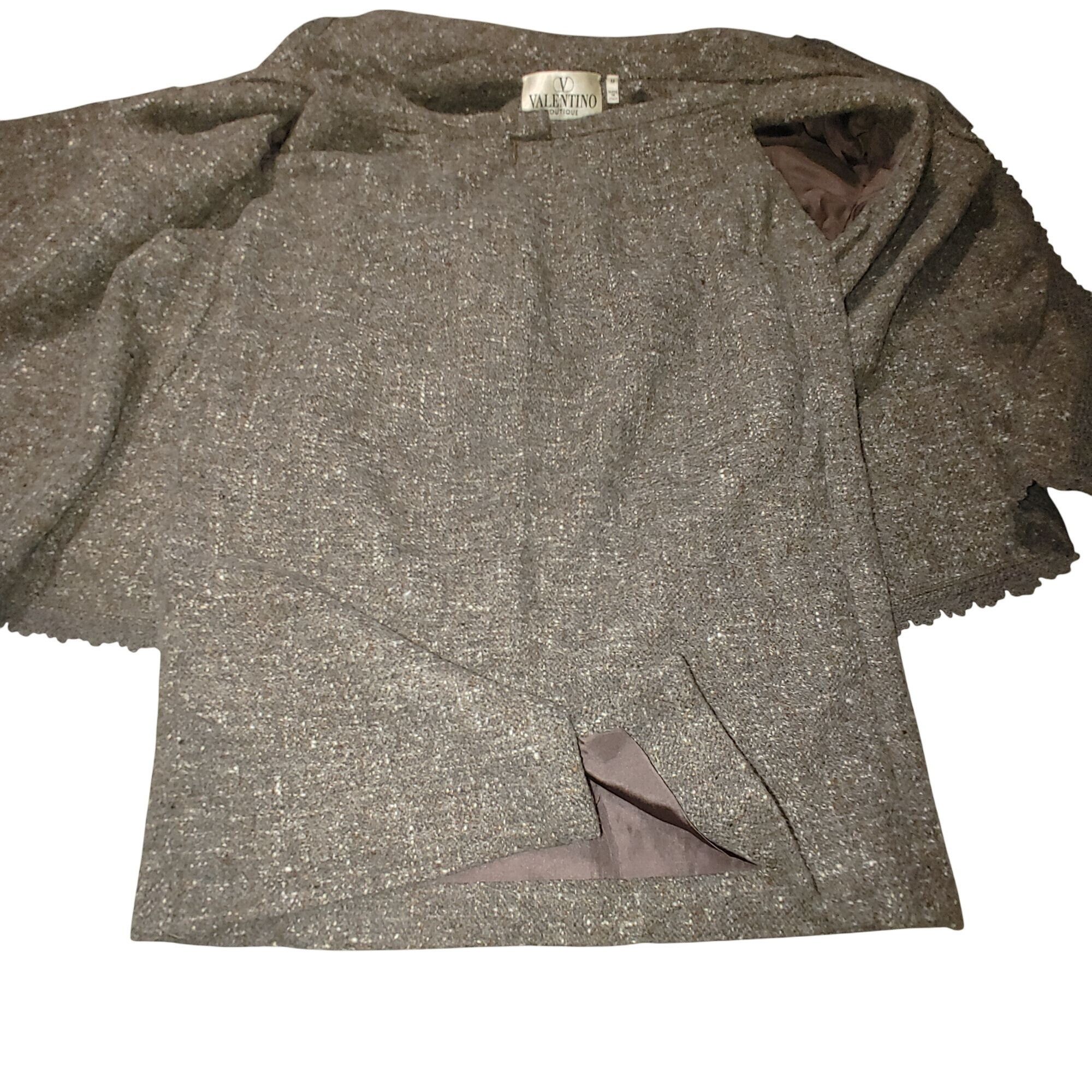 Other Valentino Skirt Suit Set Sz 12 Wool Angora Blend Brown Tweed Size XL / US 12-14 / IT 48-50 - 13 Thumbnail