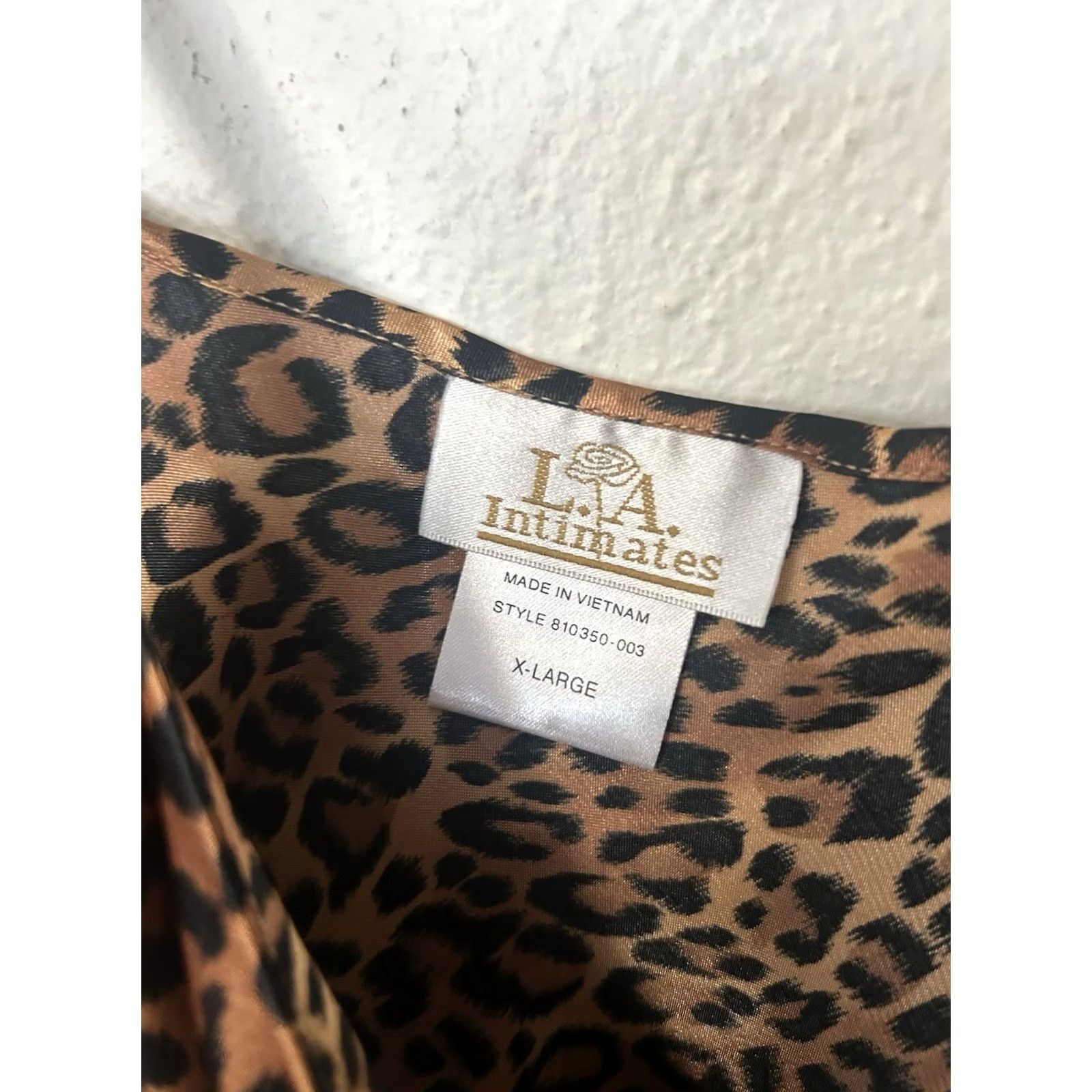 Vintage VINTAGE L.A. Intimates Leopard Print Chemise Nightgown Robe Set Womens XL Satin Polyester Brown 90s Belted Adjustable Strap Size ONE SIZE - 6 Thumbnail