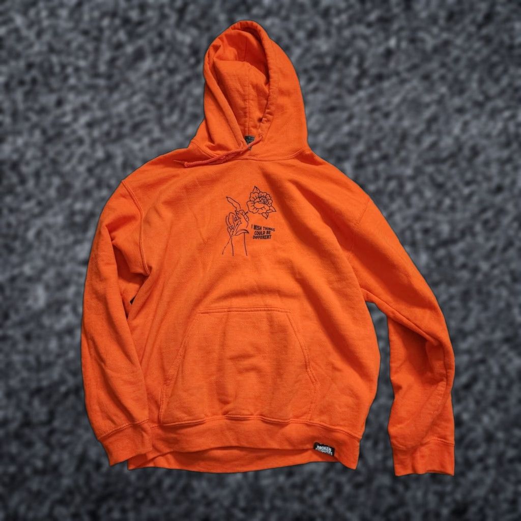 Broken Promises Co. Broken Promises Unisex Hoodie Medium Orange Pullover Graphic Print Cotton Blend Size US M / EU 48-50 / 2 - 1 Thumbnail