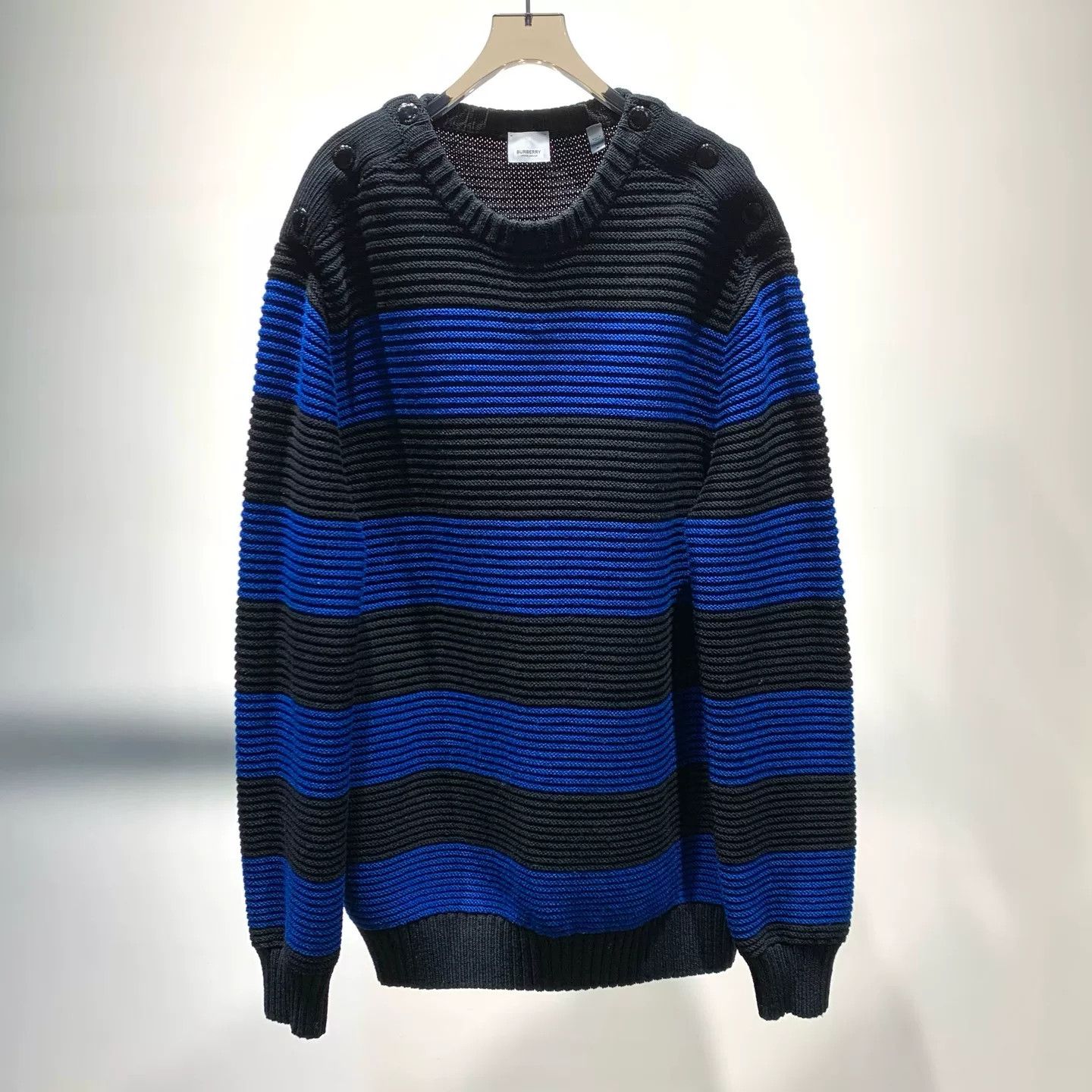 Burberry Burberry Striped Button Knit Sweater Size US M / EU 48-50 / 2 - 1 Thumbnail