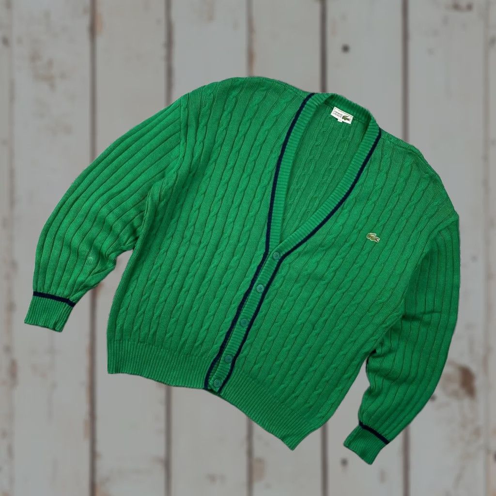 Lacoste VINTAGE Lacoste Cardigan Sweater Men Size 6 Green Logo Knit Long Sleeve Cable Knit Cardigan Chest 69 Length 72 Shoulders 70 Sleeve 63 Size US L / EU 52-54 / 3 - 1 Thumbnail