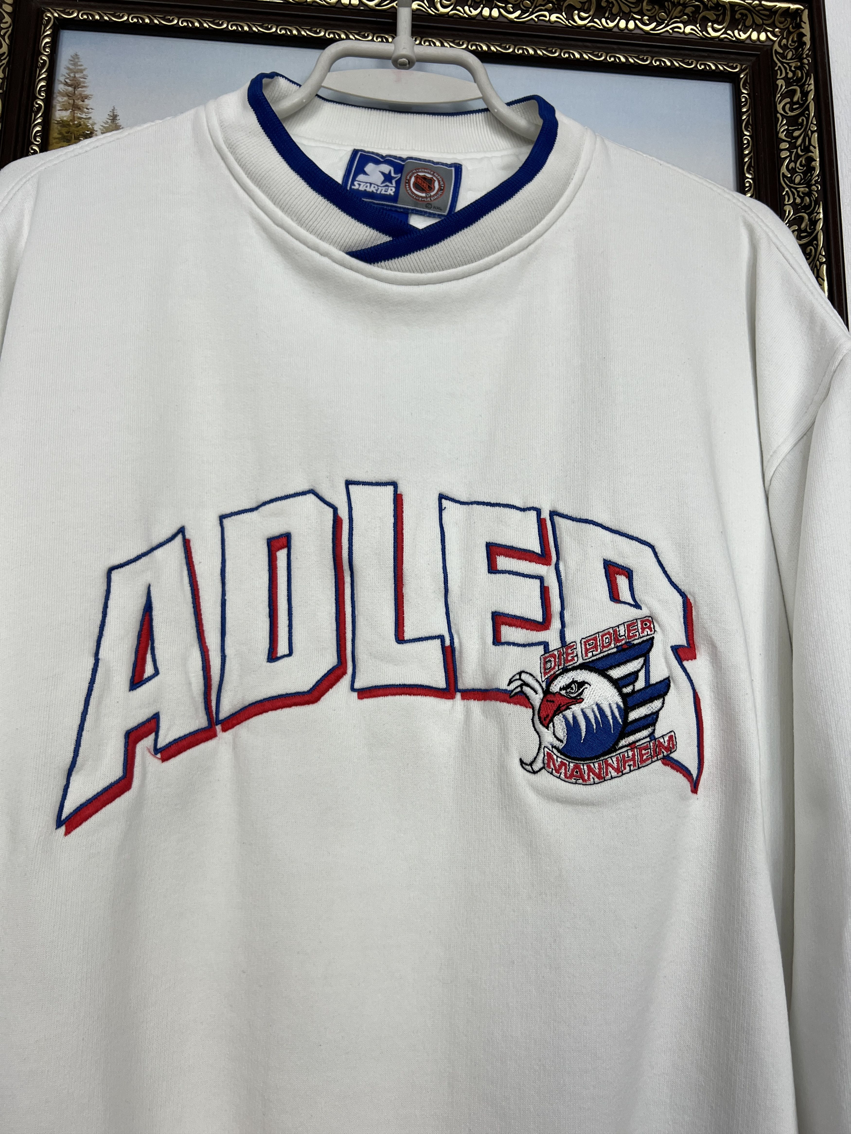 Starter Vintage 90's Starter Die Adler Mannheim NHL Sweatshirt Size US L / EU 52-54 / 3 - 3 Thumbnail