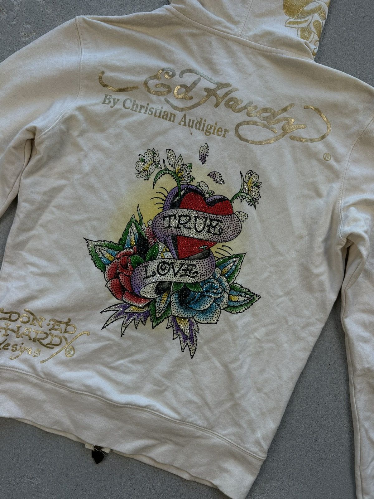 Ed Hardy × Vintage Vintage Y2K Overprinted EdHardy True Love Hoodie Japan Style Size XL / US 12-14 / IT 48-50 - 6 Thumbnail
