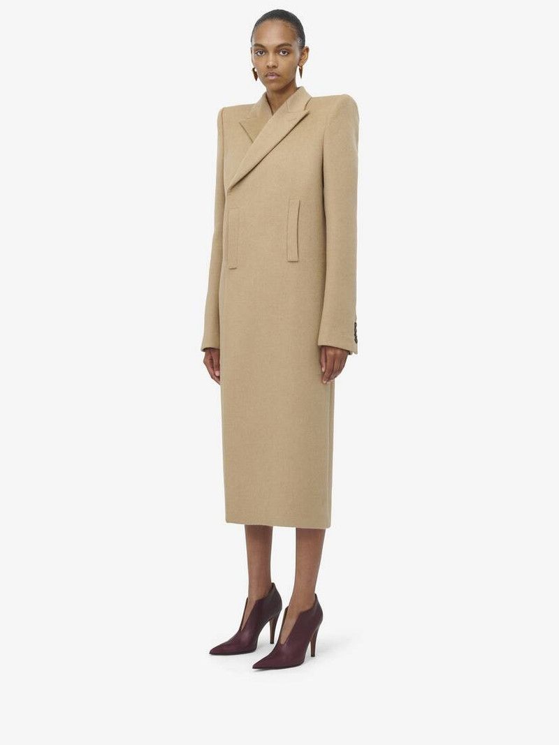 Alexander McQueen o1srvl11e0226 Tailored Coat In Beige Size XL / US 12-14 / IT 48-50 - 3 Thumbnail