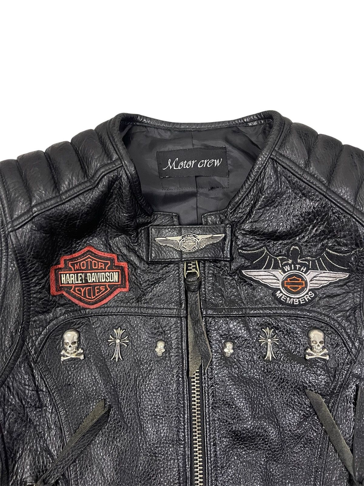 Harley Davidson HD HOG with cross and skull studded bikers leather vest Size US M / EU 48-50 / 2 - 4 Thumbnail