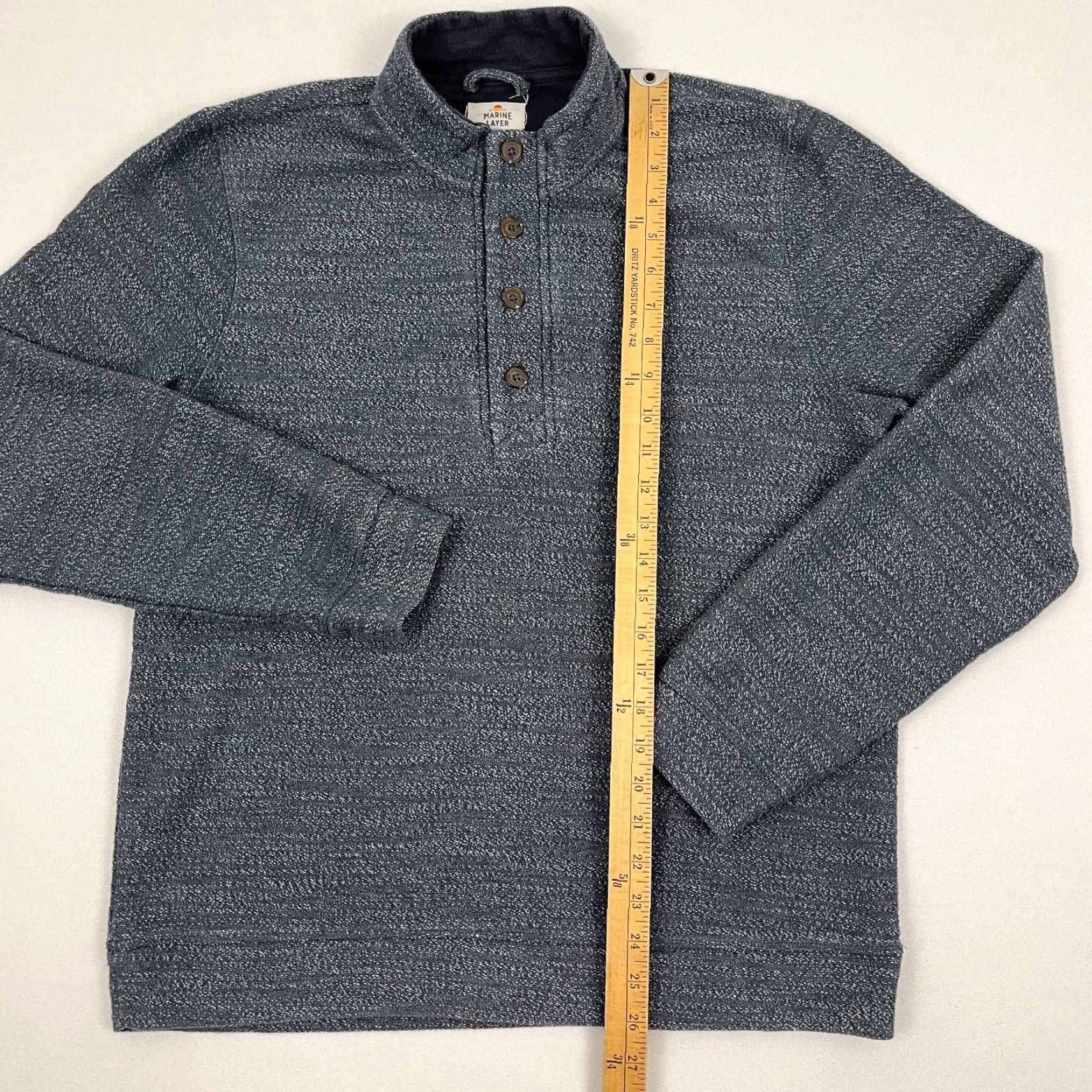 Marine Layer Marine Layer Sweatshirt Mens L Blue 4 Button Henley Pullover Knit Pullover Shirt Size US L / EU 52-54 / 3 - 3 Thumbnail