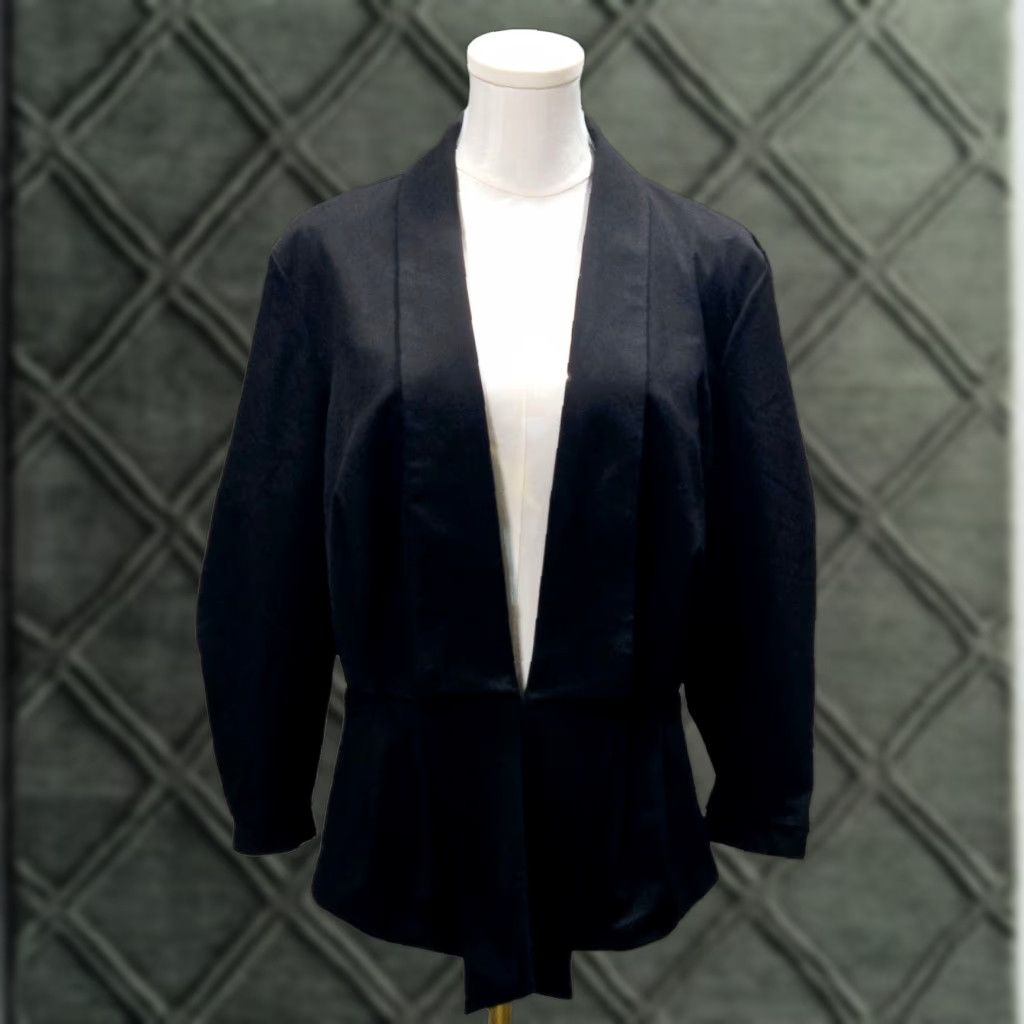Vintage BISOU BISOU Blazer Jacket *Womens* Black Pleated NWT Lined Size L Vintage Size L / US 10 / IT 46 - 1 Thumbnail
