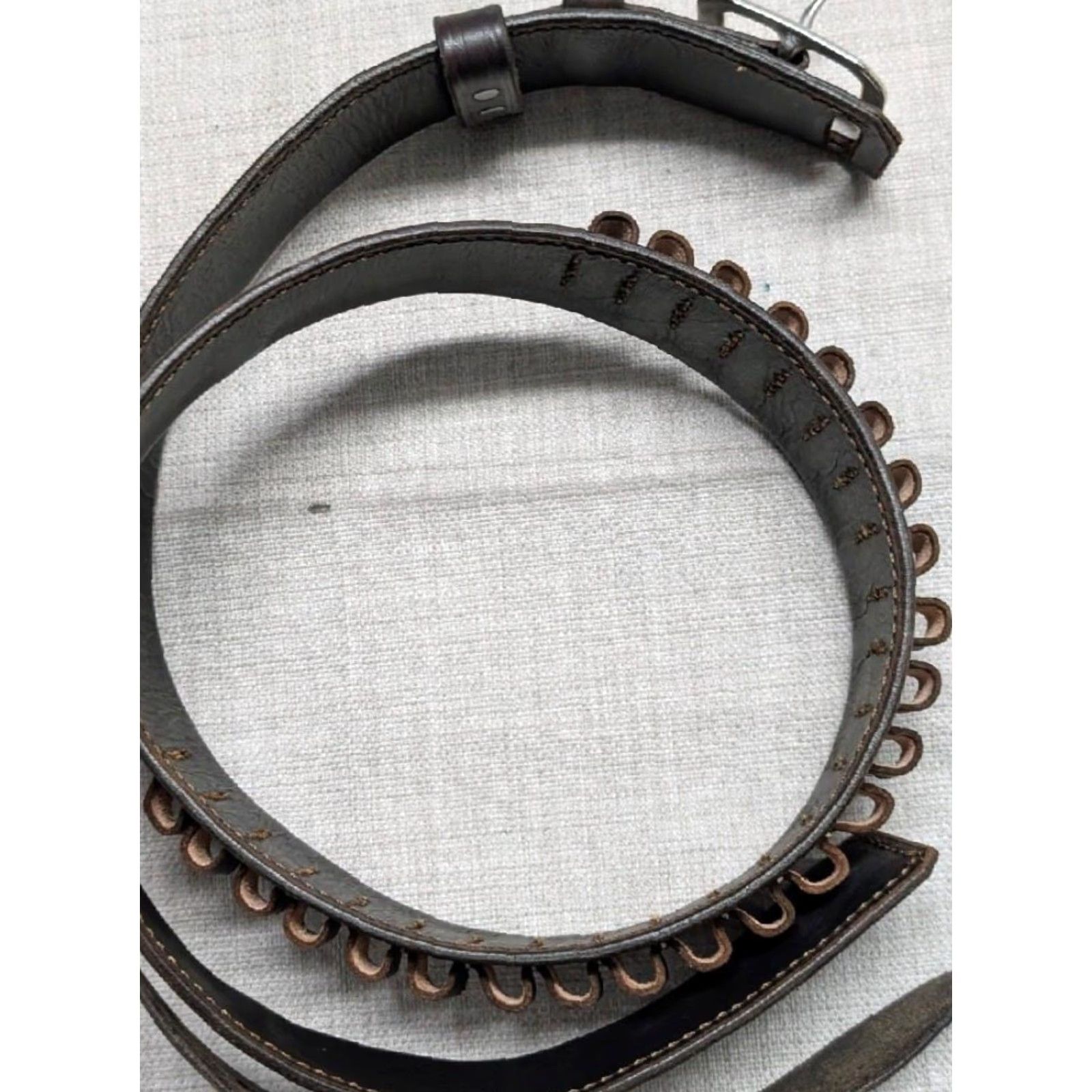 Vintage VINTAGE western belt belt brown leather cowhide Trailrider 38/40 Ranger Shotgun Cartridge Belt Mens Size 38 - 3 Thumbnail