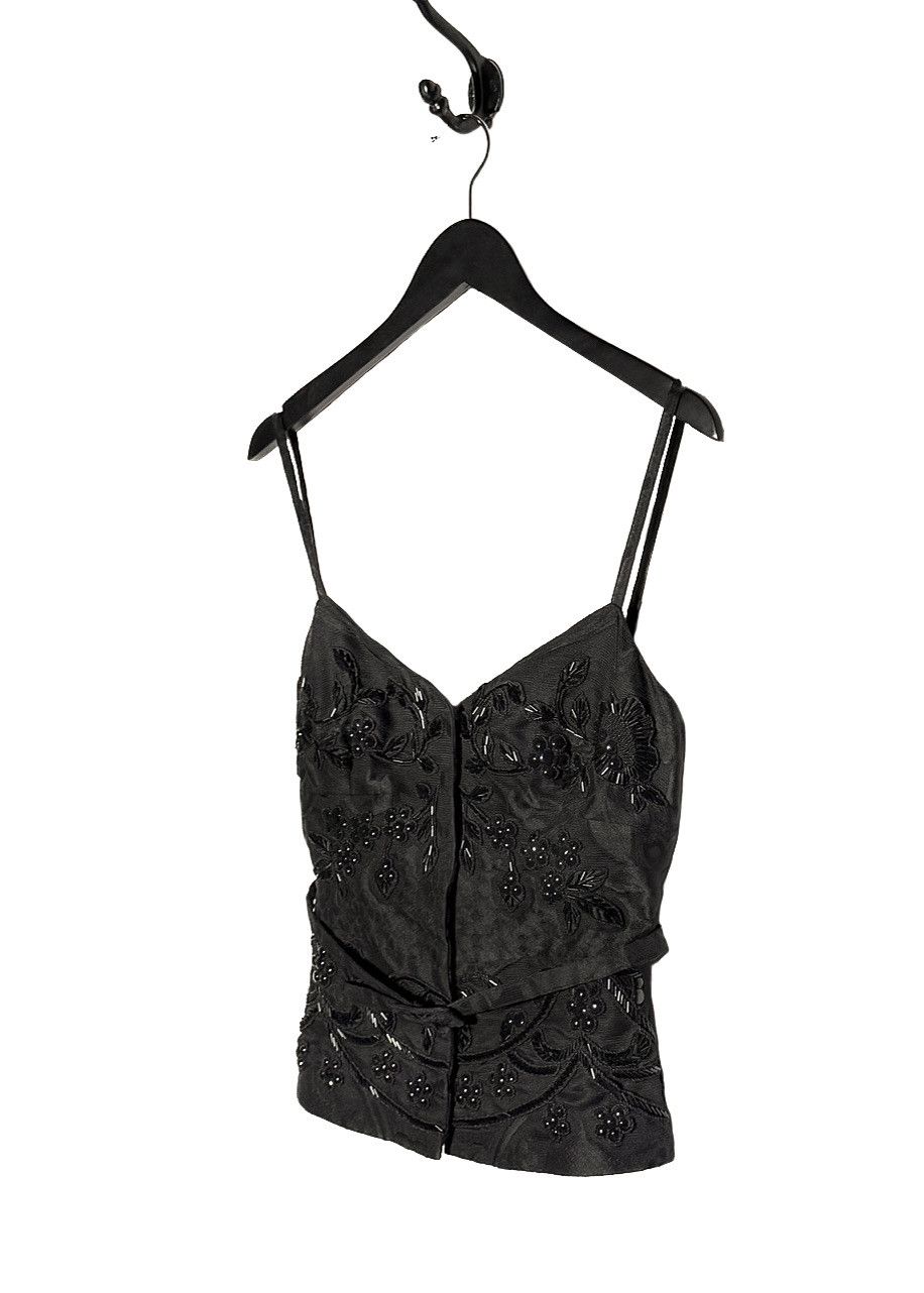 Valentino Valentino Black Beaded Bustier Top Size M / US 6-8 / IT 42-44 - 2 Thumbnail