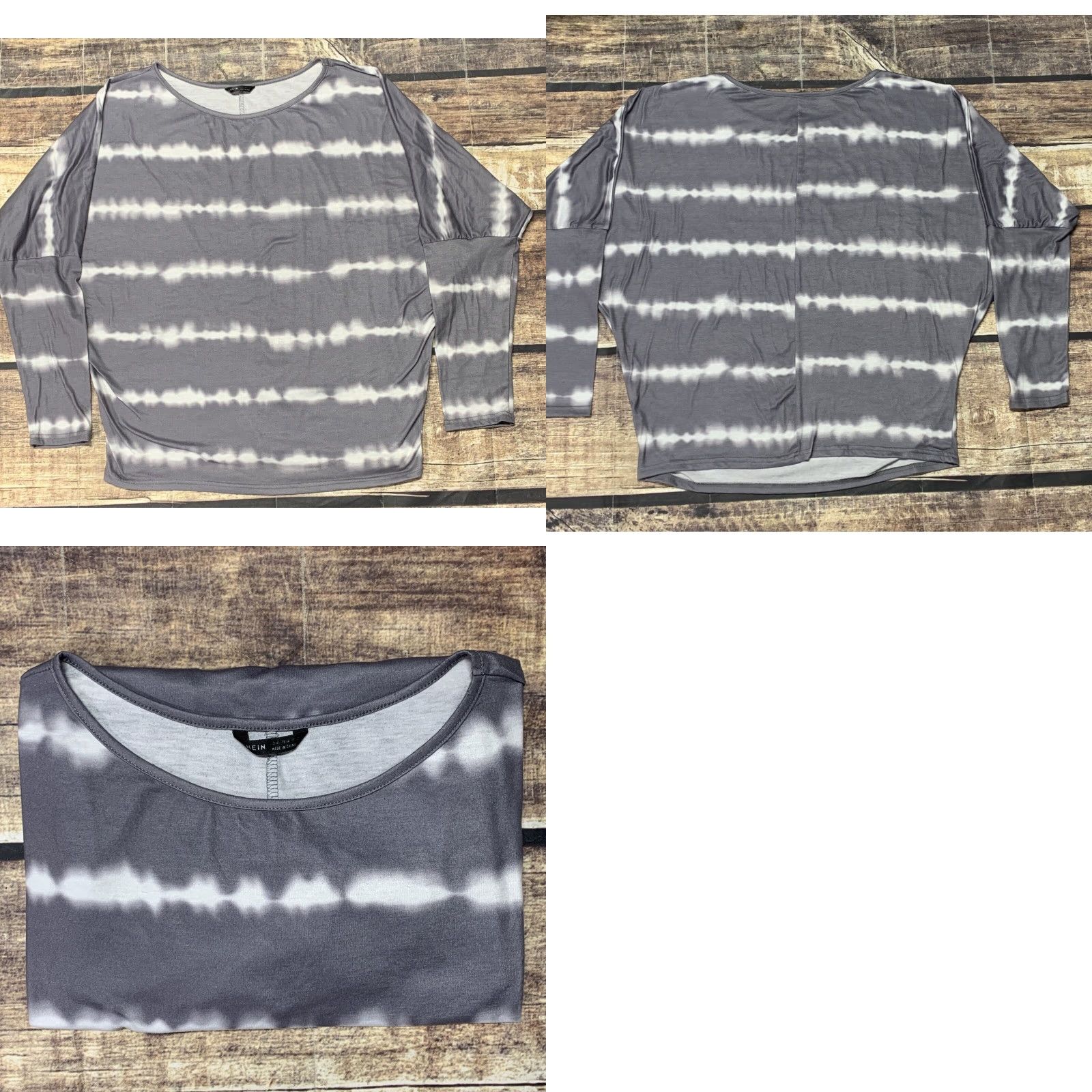 Shein SheIn Pullover Shirt Women XL Gray Dolman Long Sleeve Soft Striped Casual Vintage: No (adjust as needed) Size XL / US 12-14 / IT 48-50 - 8 Thumbnail