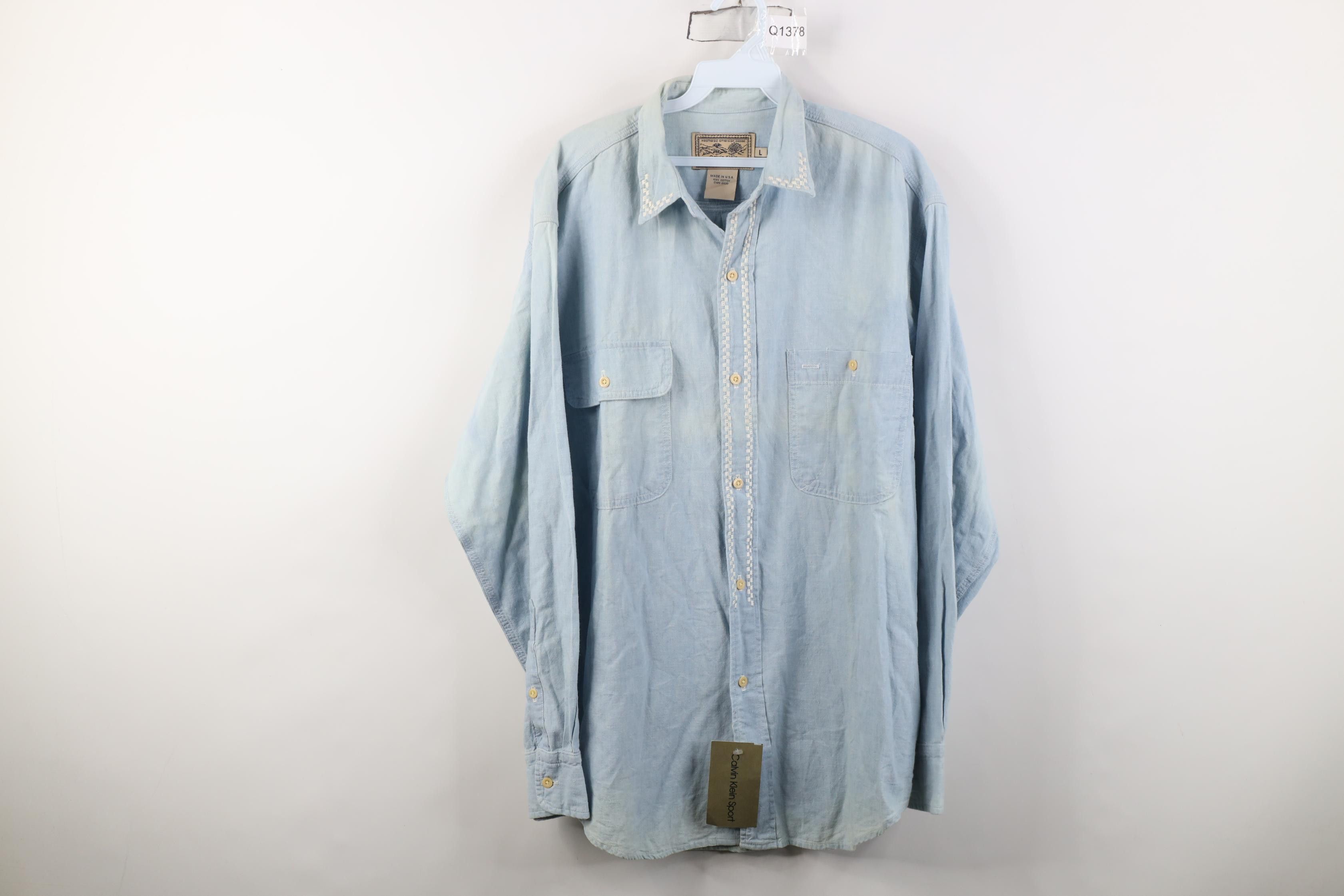 Calvin Klein Deadstock Vtg 90s Calvin Klein Workwear Button Shirt USA Size US L / EU 52-54 / 3 - 1 Thumbnail