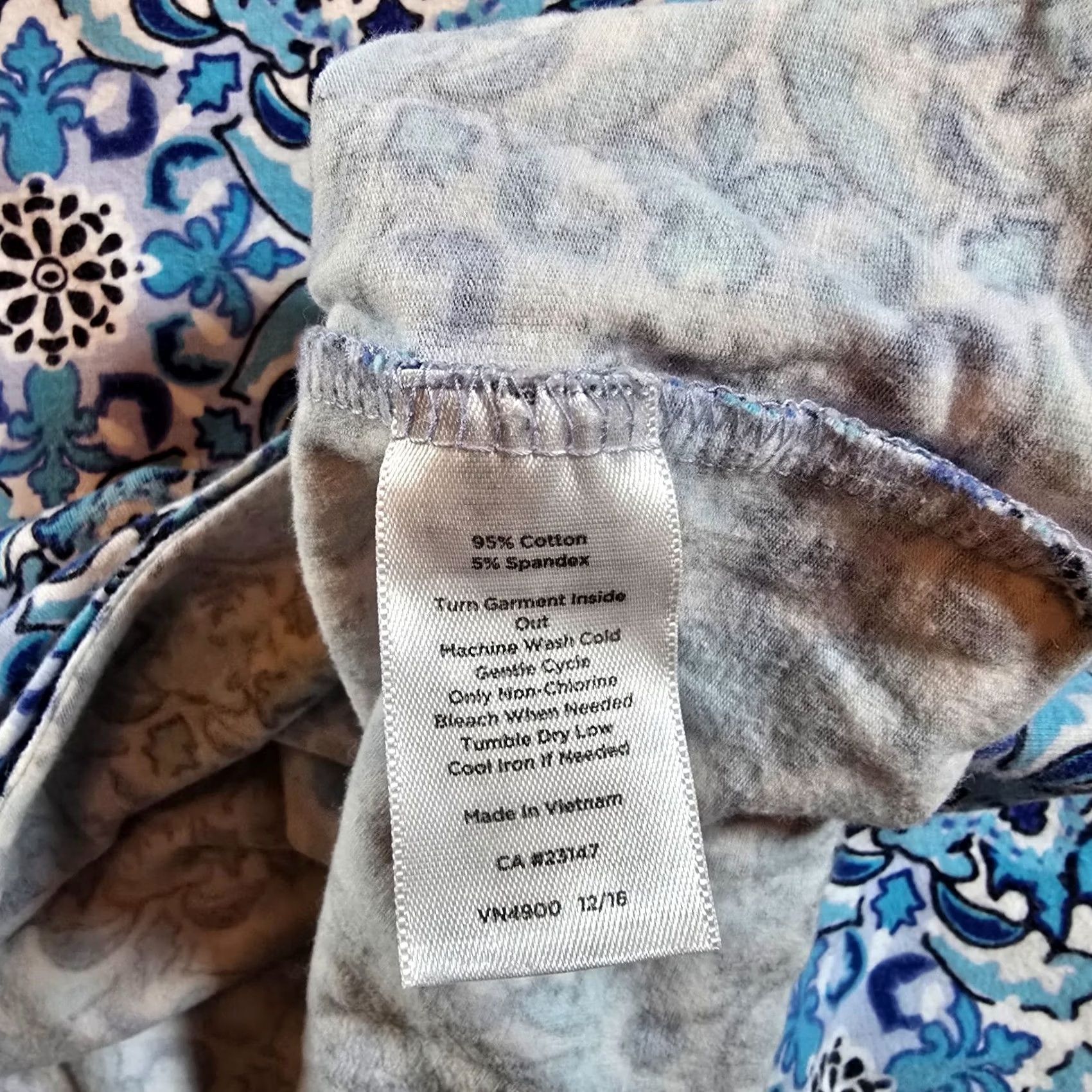 Talbots Talbots Top Womens XL Blue Geometric Boat Neck Long Sleeve Stretch Casual Blouse Size XL / US 12-14 / IT 48-50 - 7 Thumbnail