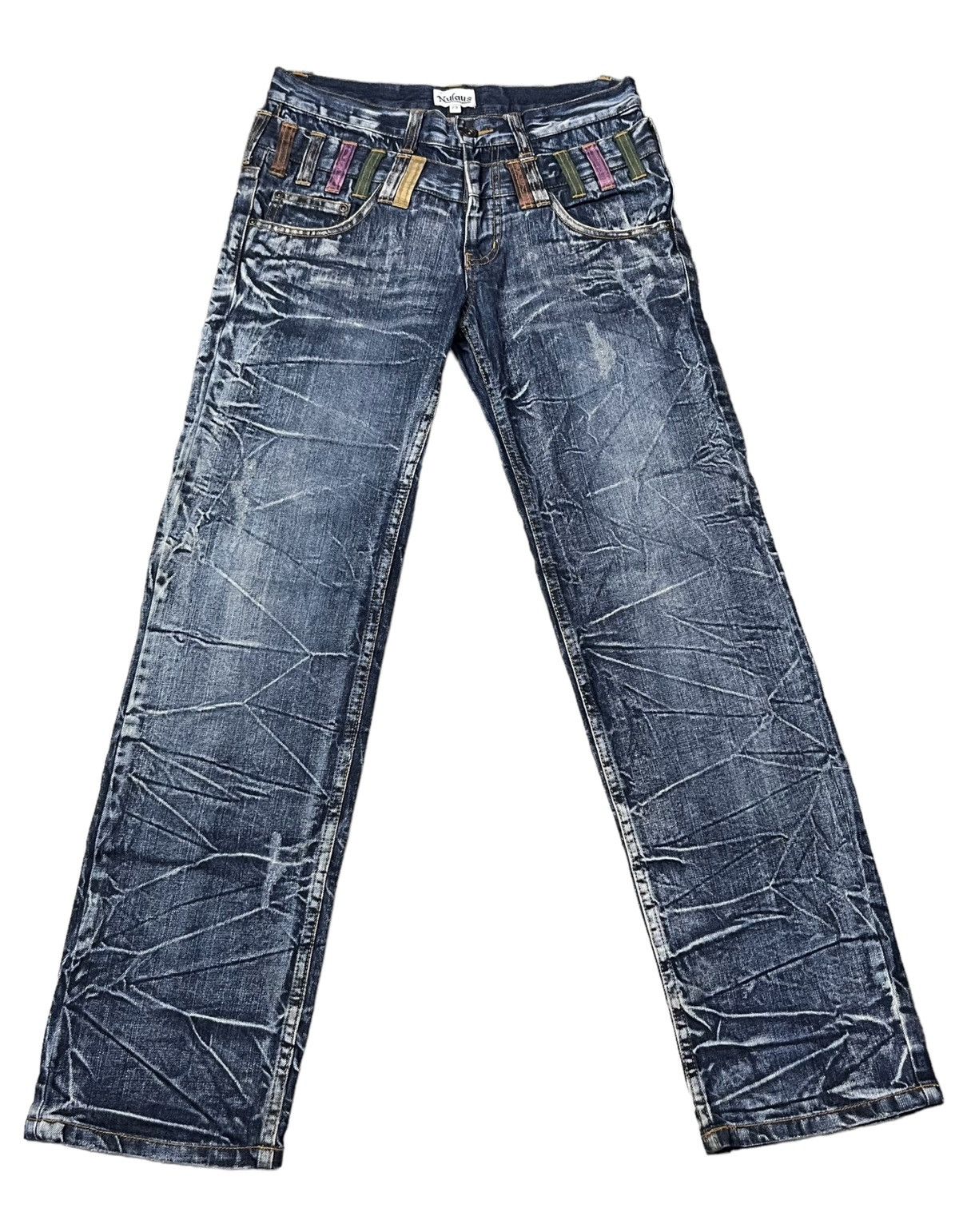 If Six Was Nine PUNK SICK💥NYLAUS Acid Wash Double Waist Distressed Denim 🔥 Size US 30 / EU 46 - 2 Thumbnail
