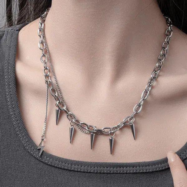 Jewelry Spike Chain Link Necklace Size ONE SIZE - 1 Thumbnail