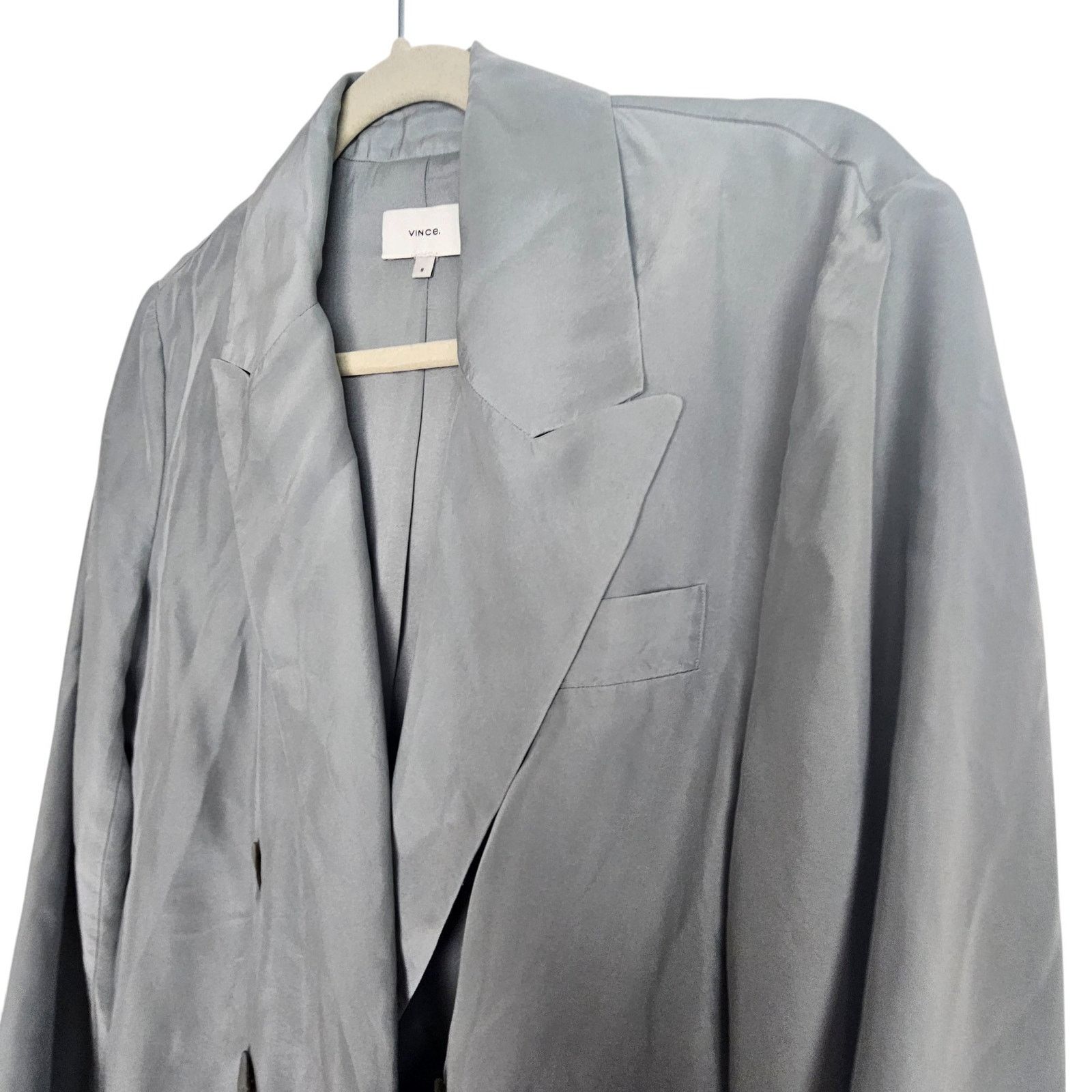 Vince Vince Womens Silk Blazer Double Breasted Size 8 Quiet Luxury Size M / US 6-8 / IT 42-44 - 6 Thumbnail