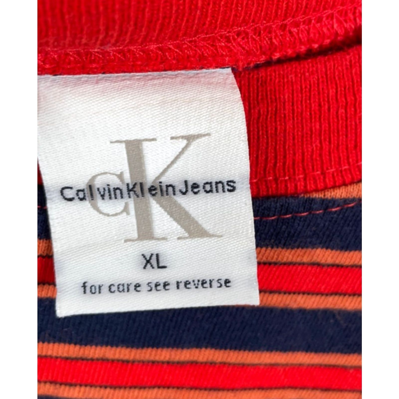 Guess VINTAGE 90s Calvin Klein T-Shirt Men M Red Blue Striped 100% Cotton USA Size US M / EU 48-50 / 2 - 3 Thumbnail