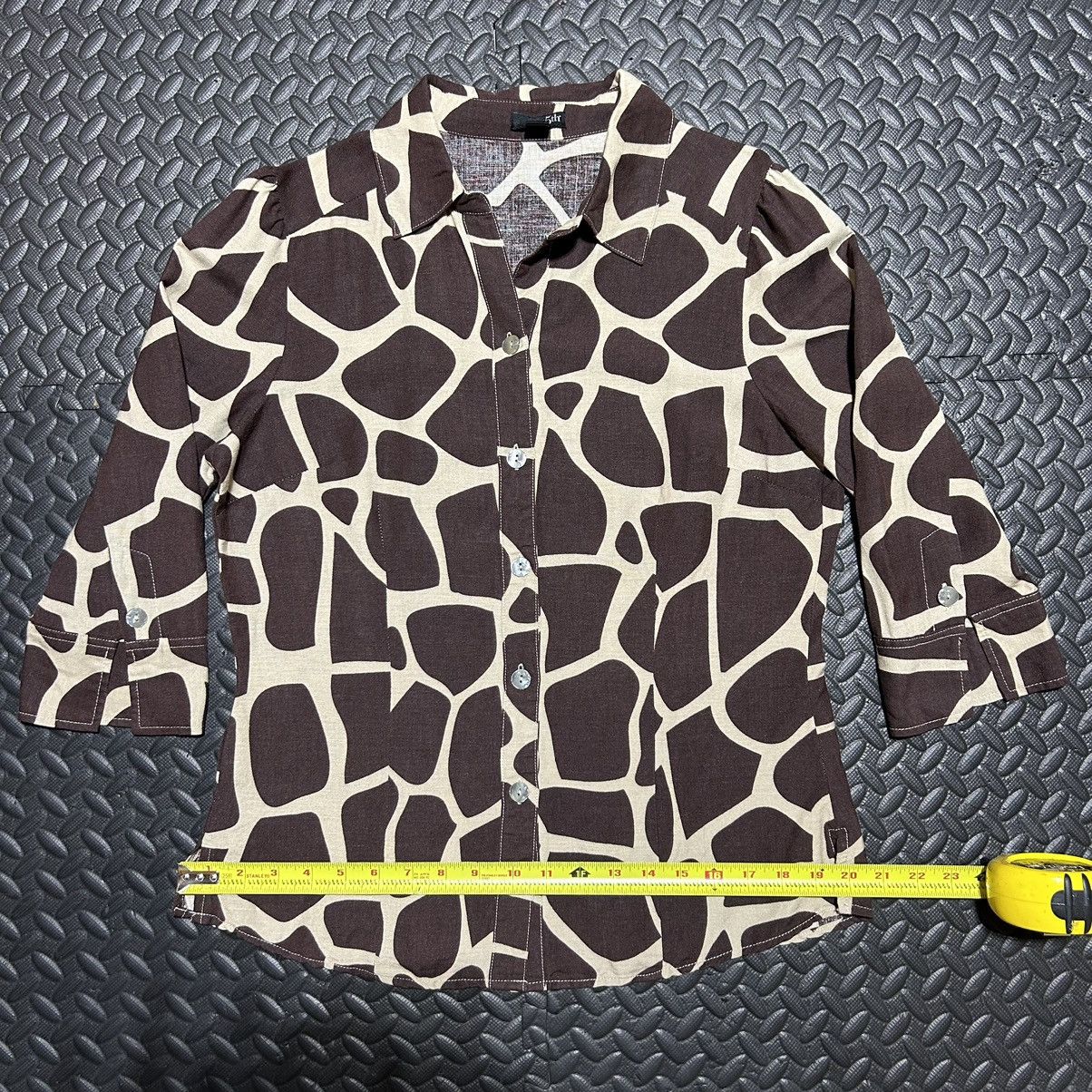 Other East 5th Brown Giraffe Animal Print Shirt Button Down Medium Size M / US 6-8 / IT 42-44 - 7 Thumbnail