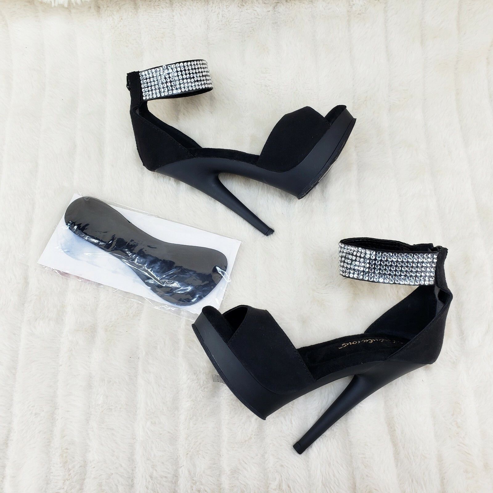 Other Sultry 625 Black Faux Suede 6" High Heels Platform Sandal Sh Size US 11 / IT 41 - 1 Thumbnail