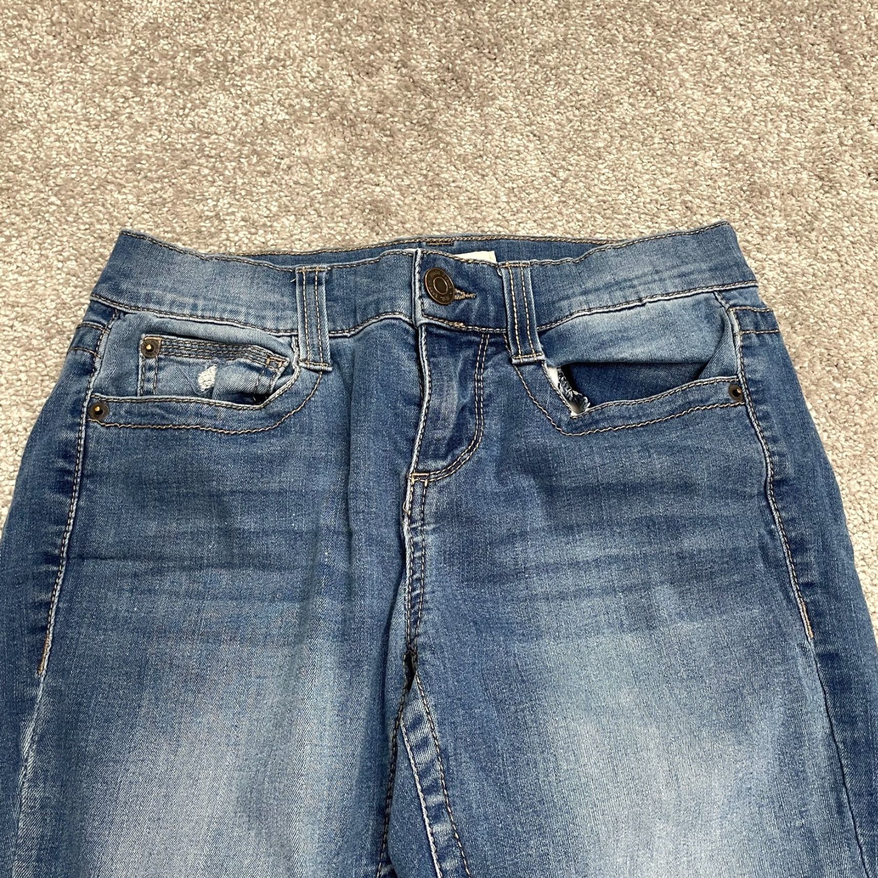 Vintage Mudd FLX Stretch Distressed Skinny Jeans Juniors 3 Blue Medium Wash 26x30 Size 26" / US 2 / IT 38 - 4 Thumbnail