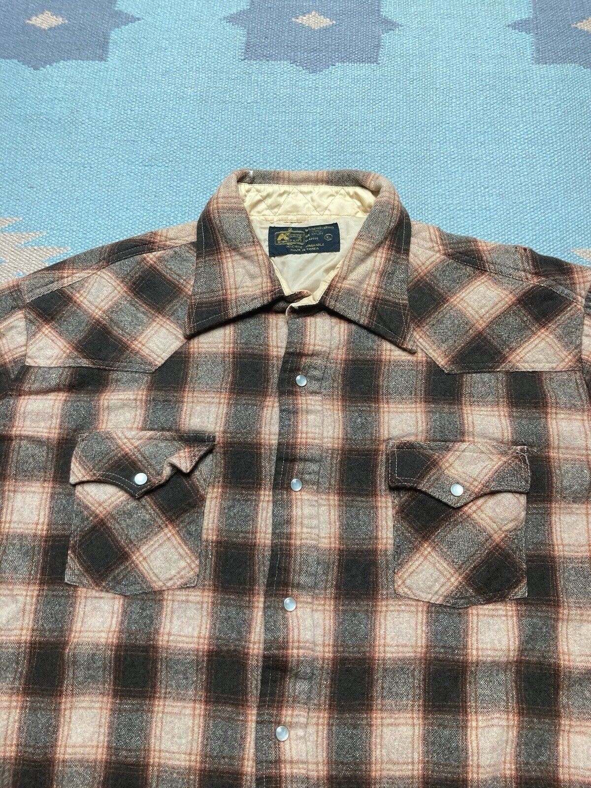 Vintage Kmart wool shirt jacket shacket Pearl snap plaid western XL Size US XL / EU 56 / 4 - 3 Thumbnail