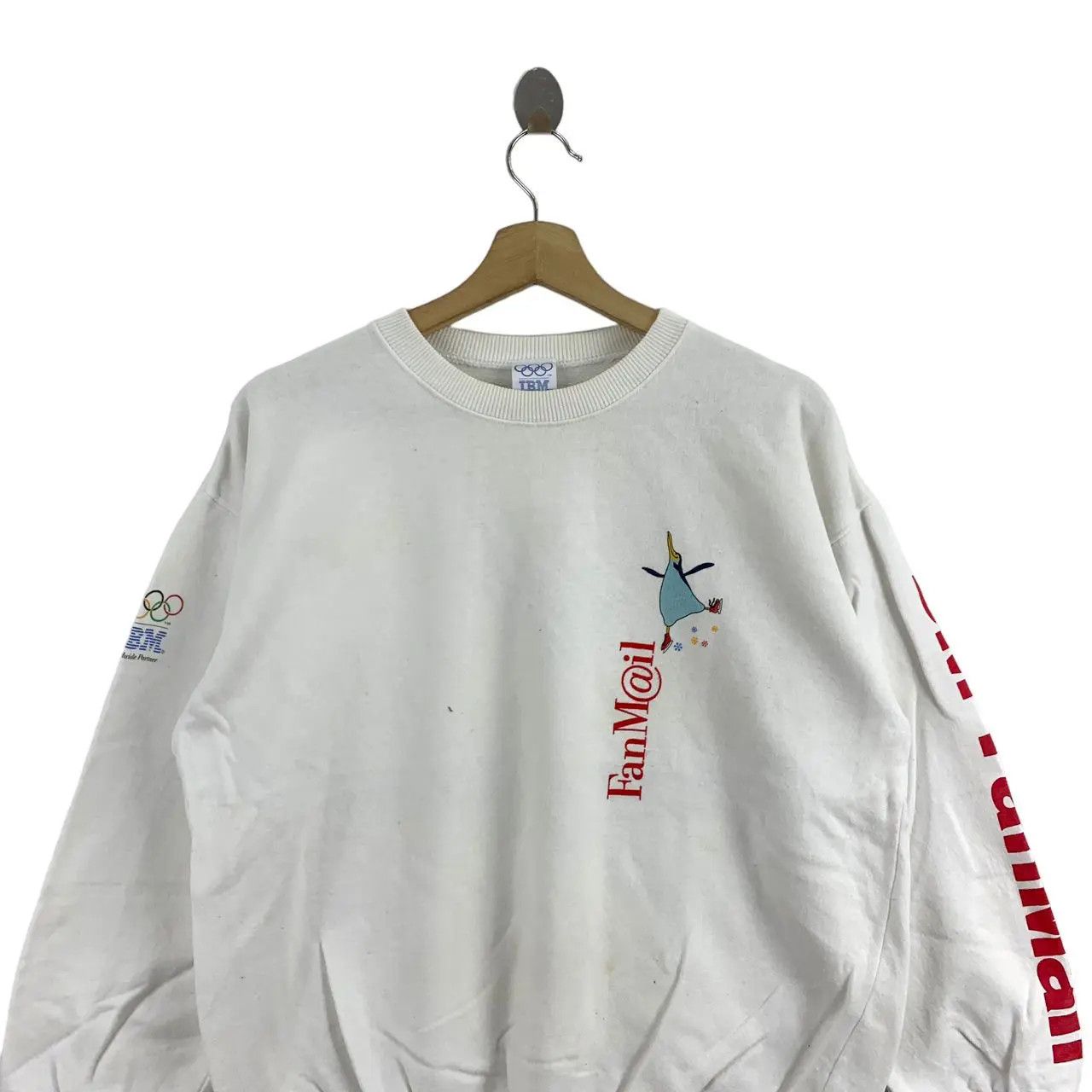 Disney Vtg 1998 IBM FAN MAIL x OLYMPIC NAGANO Penguin Sweatshirt Size M / US 6-8 / IT 42-44 - 1 Thumbnail