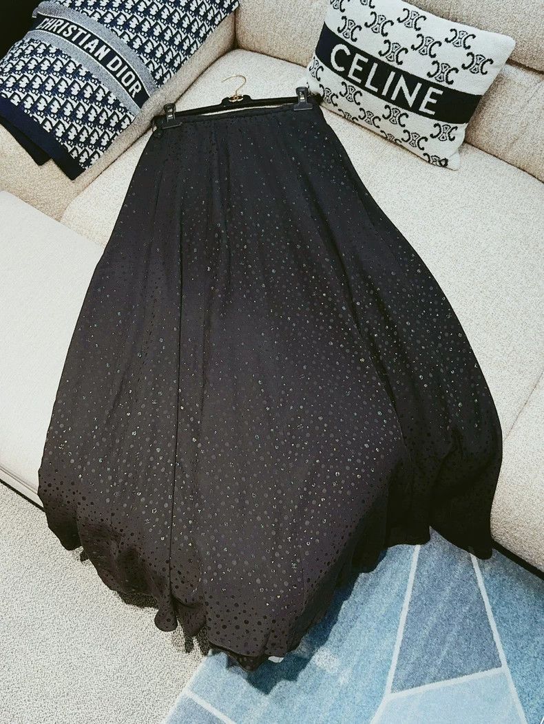 Chanel Chanel Black 36-size polka dot double C half-length skirt Size 24" / US 00 / IT 34 - 1 Thumbnail