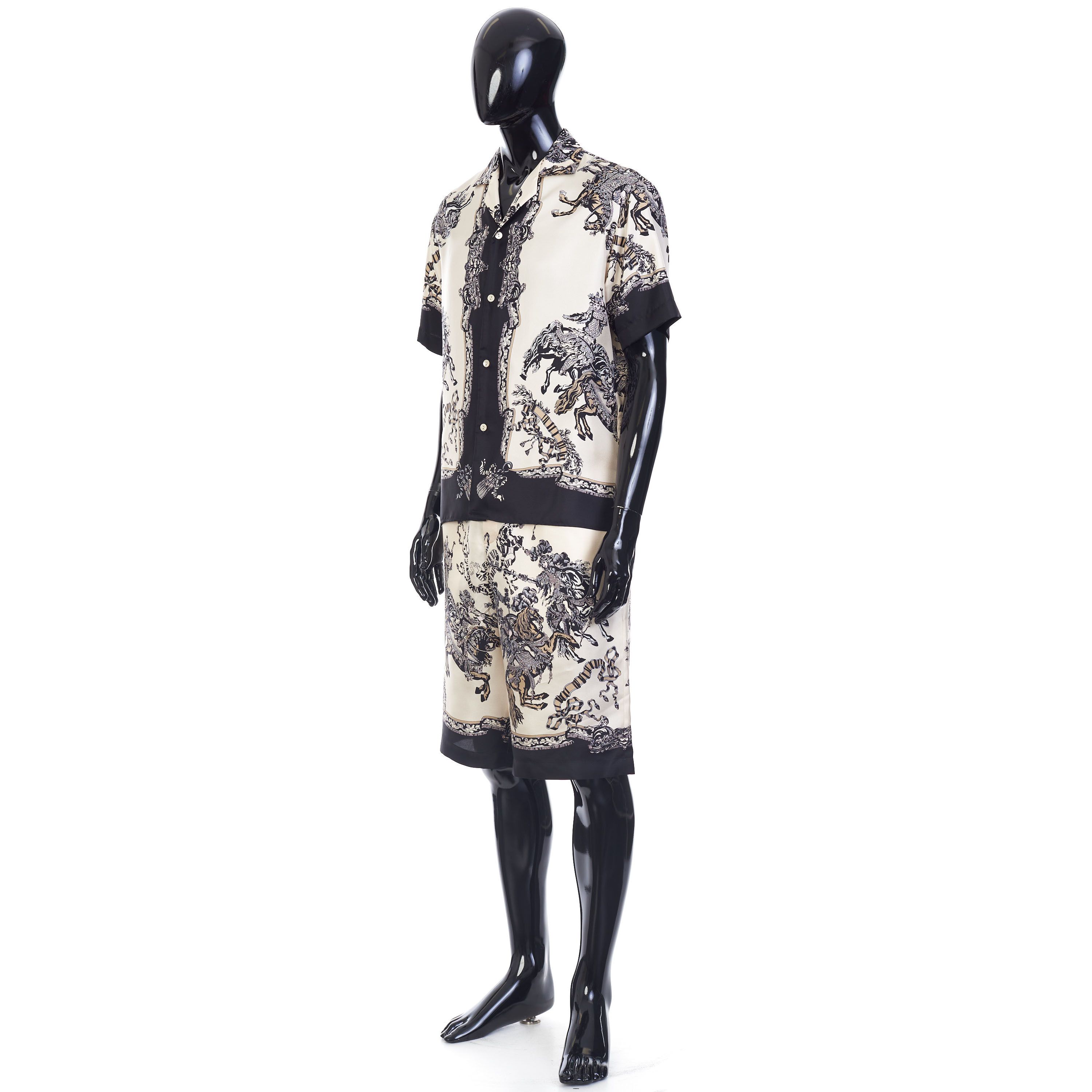 Gucci Bowling Shirt In Ivory And Black Printed Silk Size US M / EU 48-50 / 2 - 2 Thumbnail