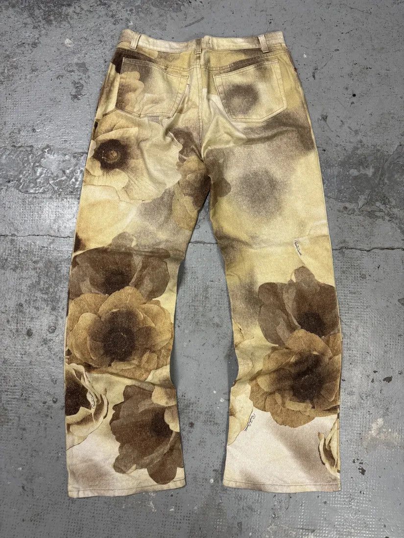 Designer × Vintage FW1999 Roberto Cavalli Creamy Beige Flowers Nature Pants Size US 32 / EU 48 - 2 Thumbnail