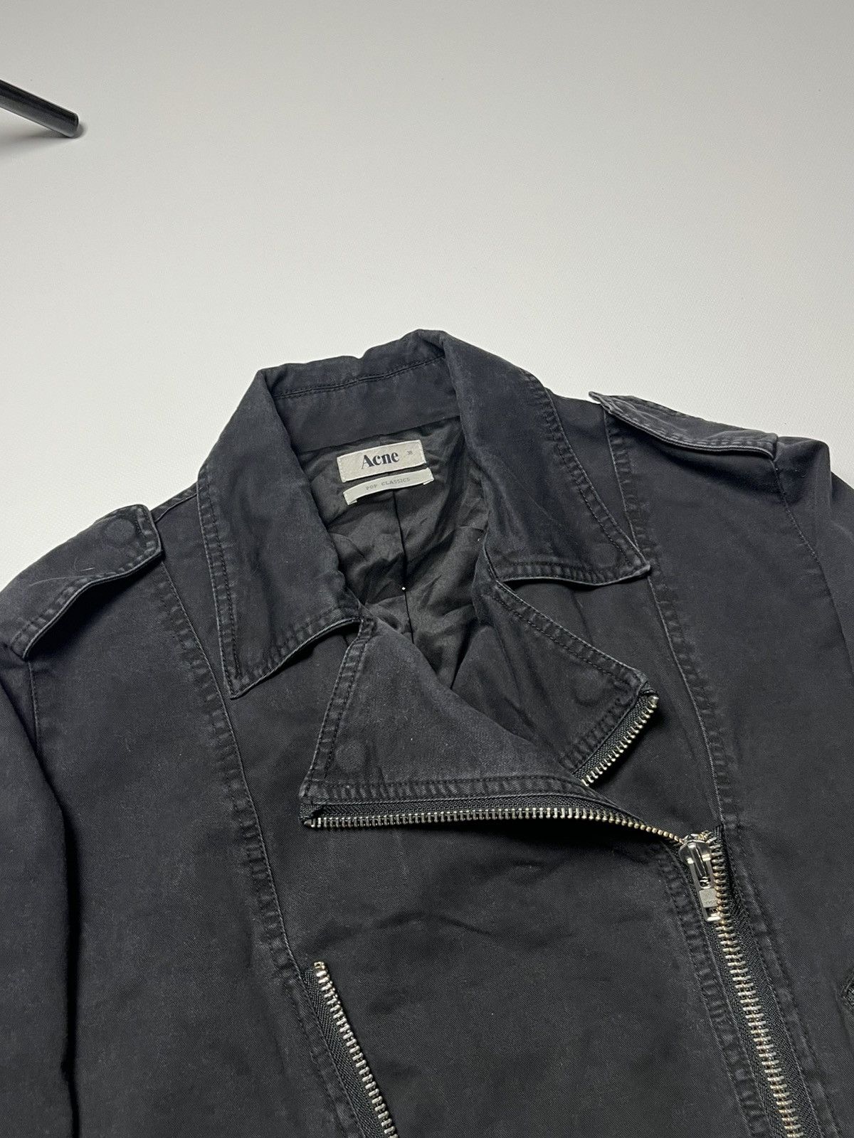 Acne Studios Vintage Acne Studios Black Biker Jacket faded Size M / US 6-8 / IT 42-44 - 4 Thumbnail