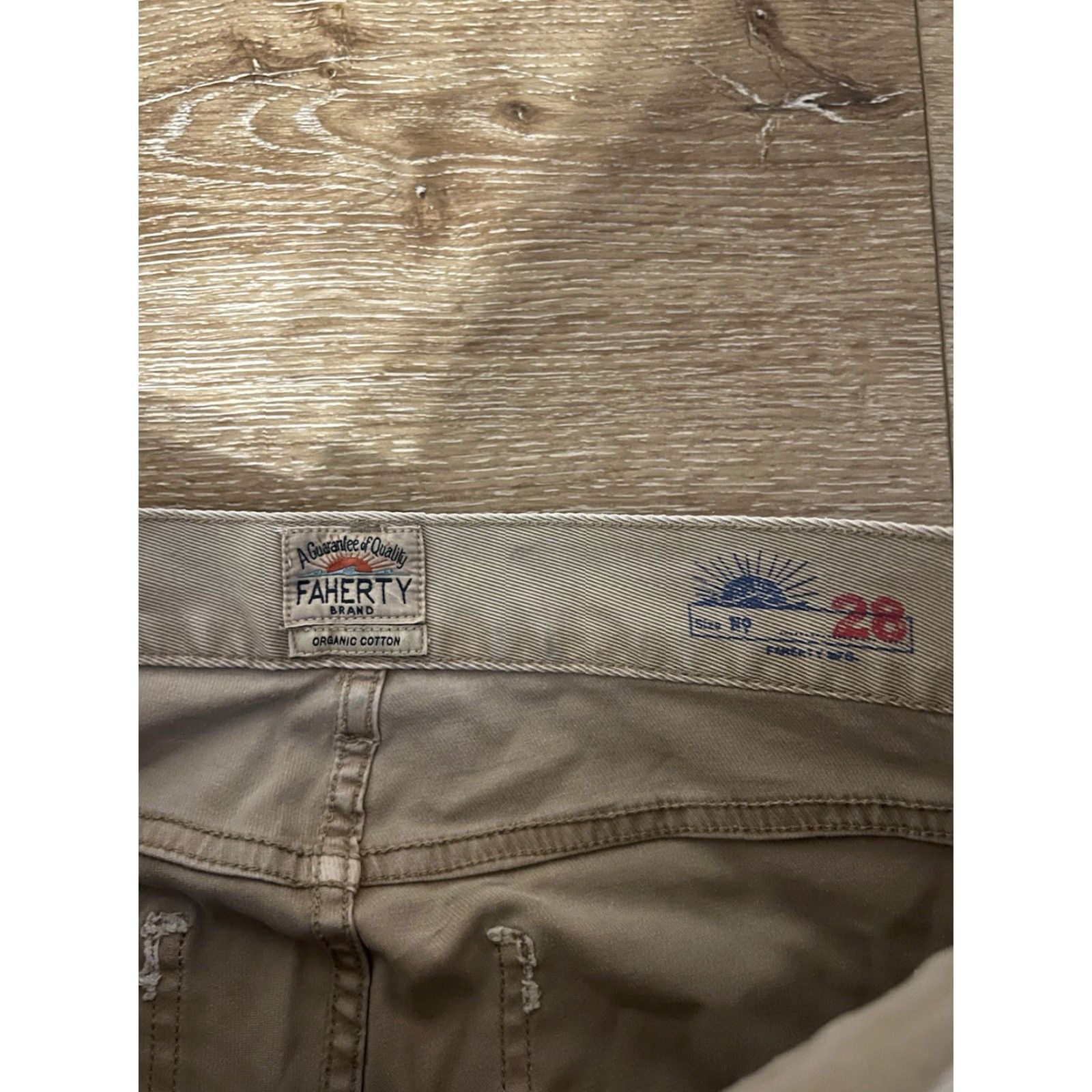 Faherty Faherty Pants Mens 28x31 Khaki Tan Brown Comfort Twill 5 Pocket Pant Size US 28 / EU 44 - 3 Thumbnail
