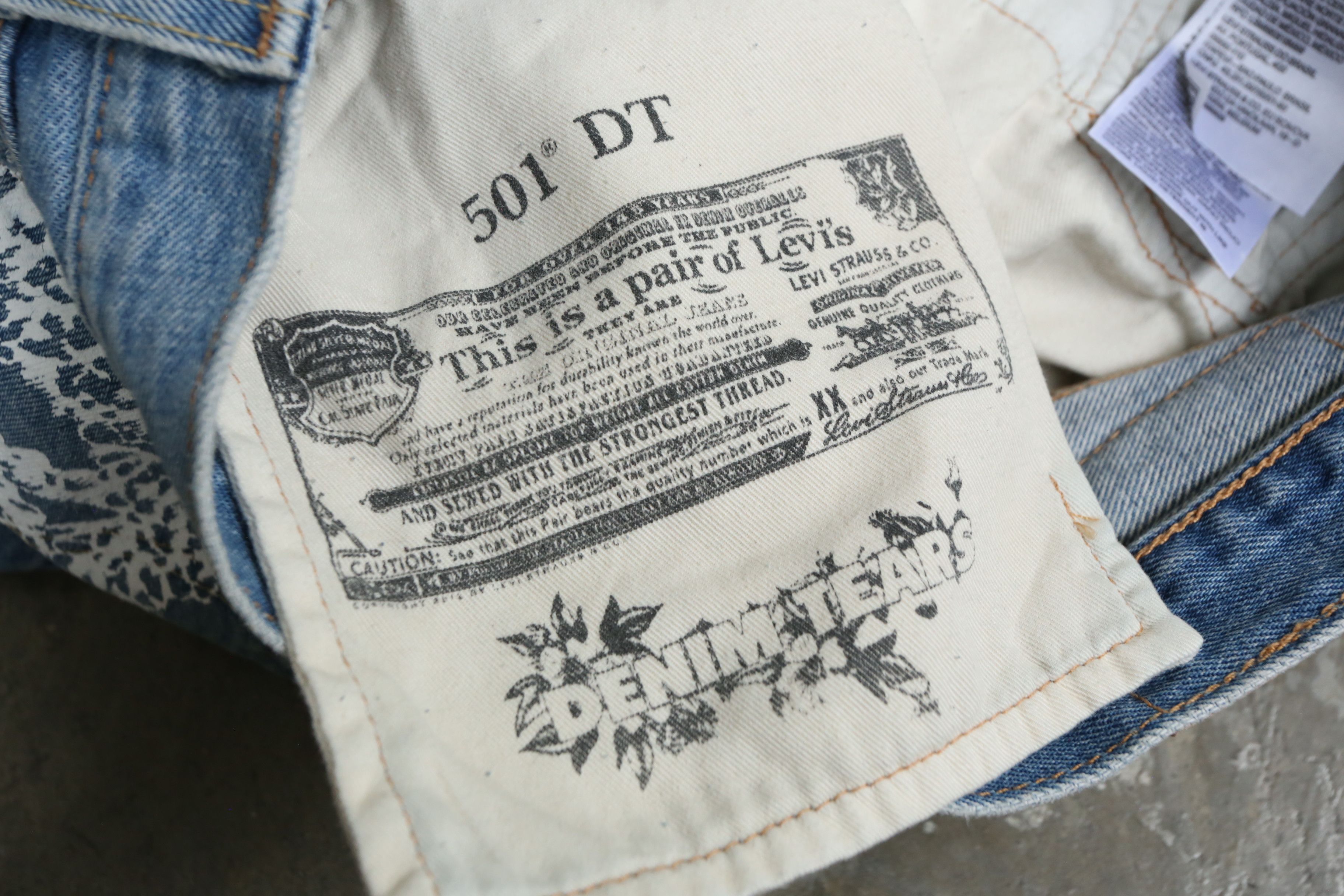 DENIM TEARS × Virgil Abloh L - DT - VA - S/S 21 - "Message in a Tear" 501 Denim Jean Size US 30 / EU 46 - 9 Thumbnail