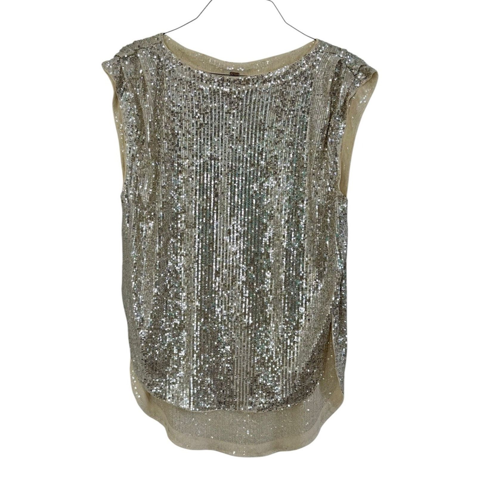 Free People FREE PEOPLE Shine Time Live Gold Silver Sequin Tunic Size XS Size XS / US 0-2 / IT 36-38 - 4 Thumbnail