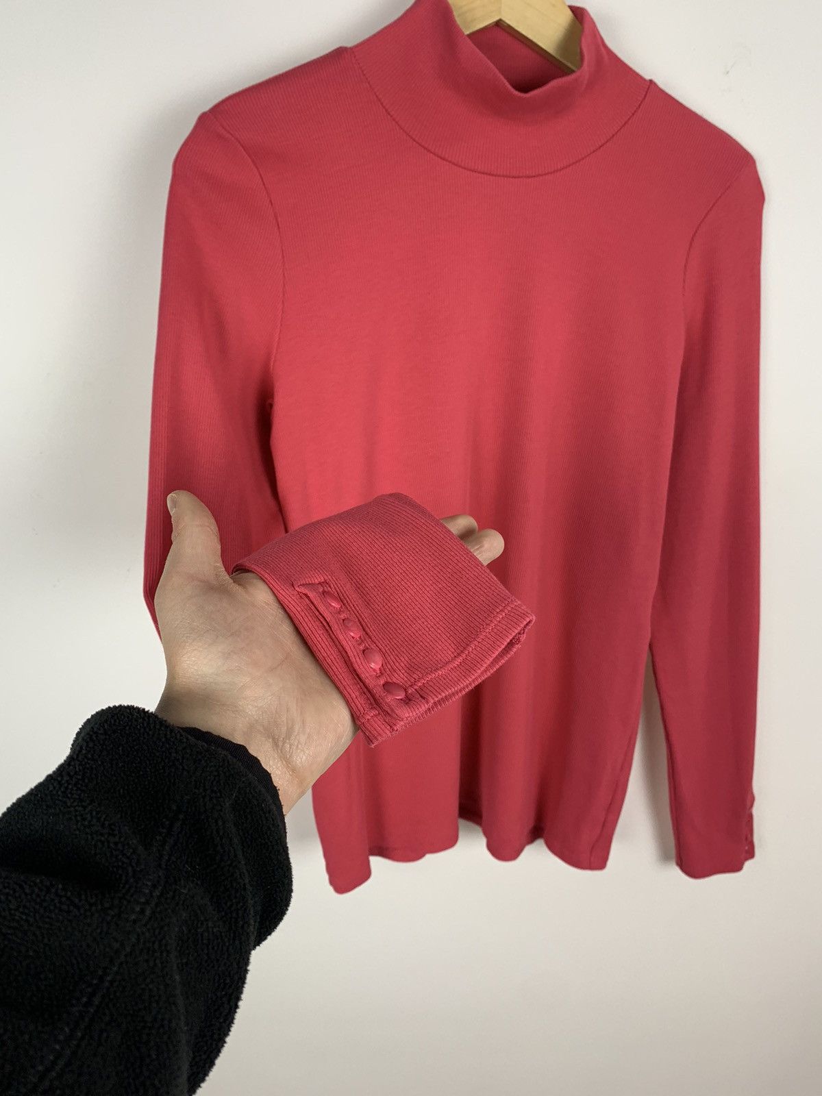 Sezane Sezane Mock Neck Long Sleeve T-Shirt Pink Size XL Luxury Top Size XL / US 12-14 / IT 48-50 - 4 Thumbnail
