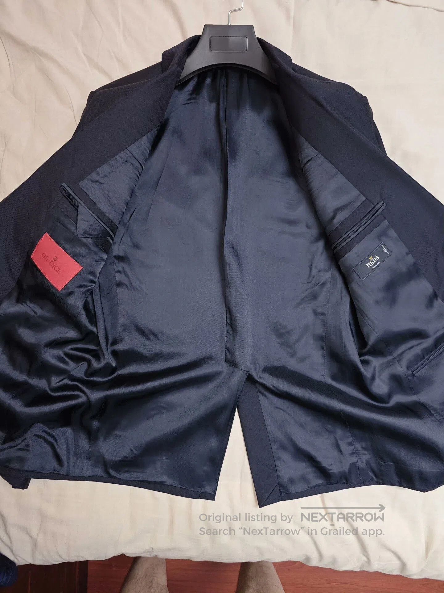 Japanese Brand Italian Giudice Wool Suit with Navy Pattern. Size US M / EU 48-50 / 2 - 6 Thumbnail