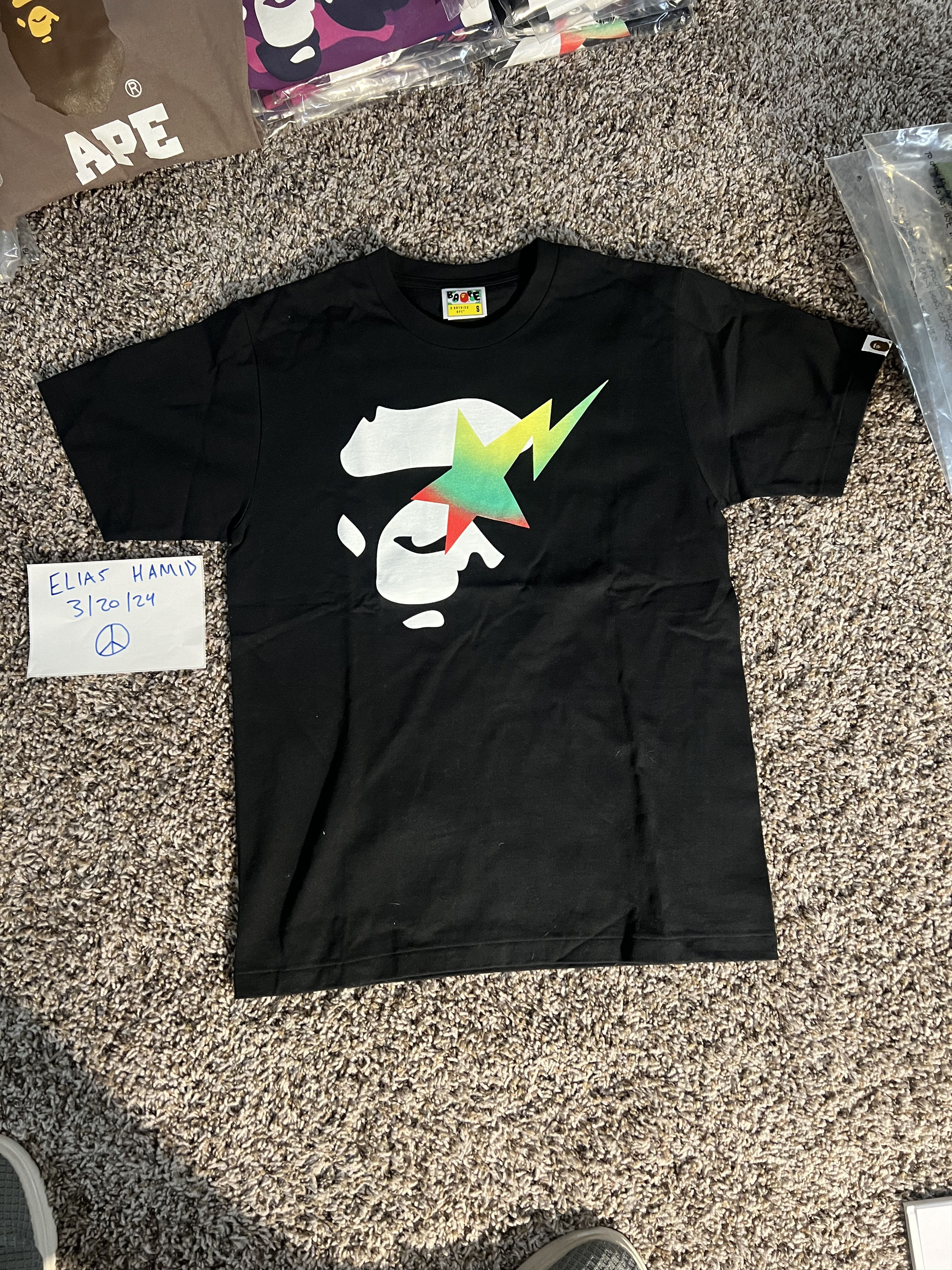 image of Bape Gradient Ape Face Sta Tee in Black, Men's (Size Small)