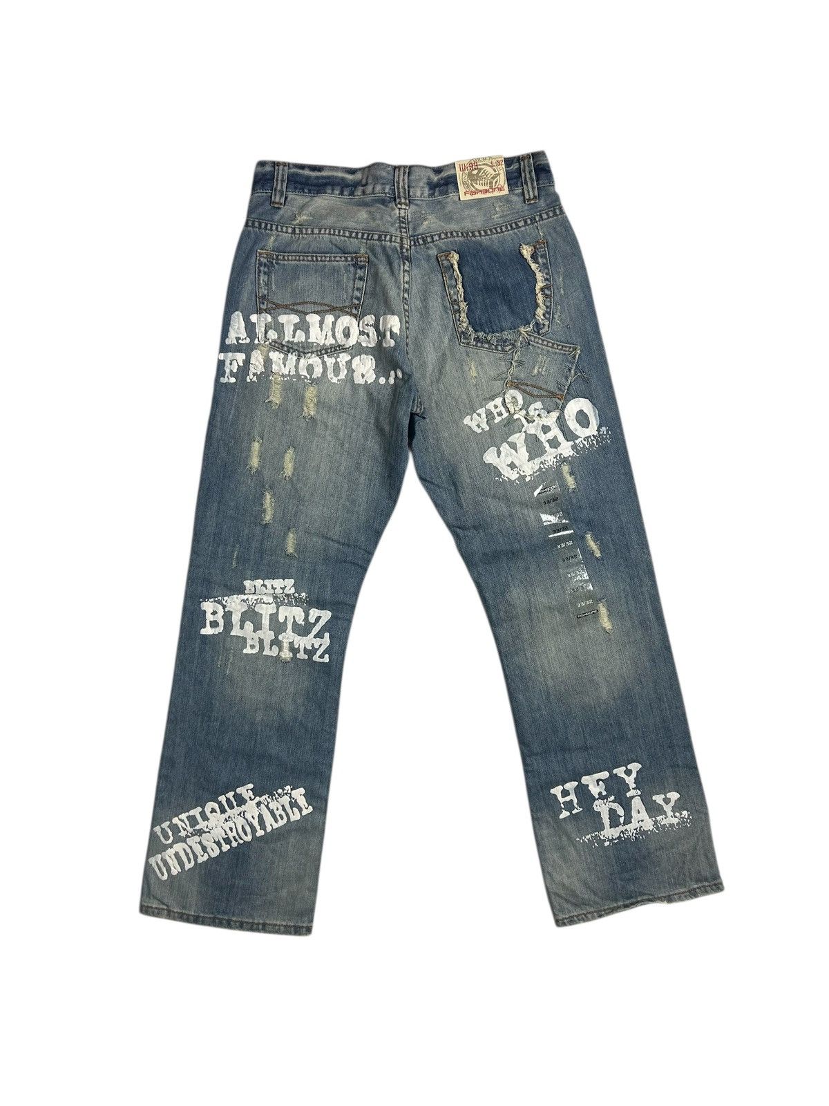 Vintage DS VTG Y2K Fishbone Printed Jeans Size US 33 - 11 Thumbnail