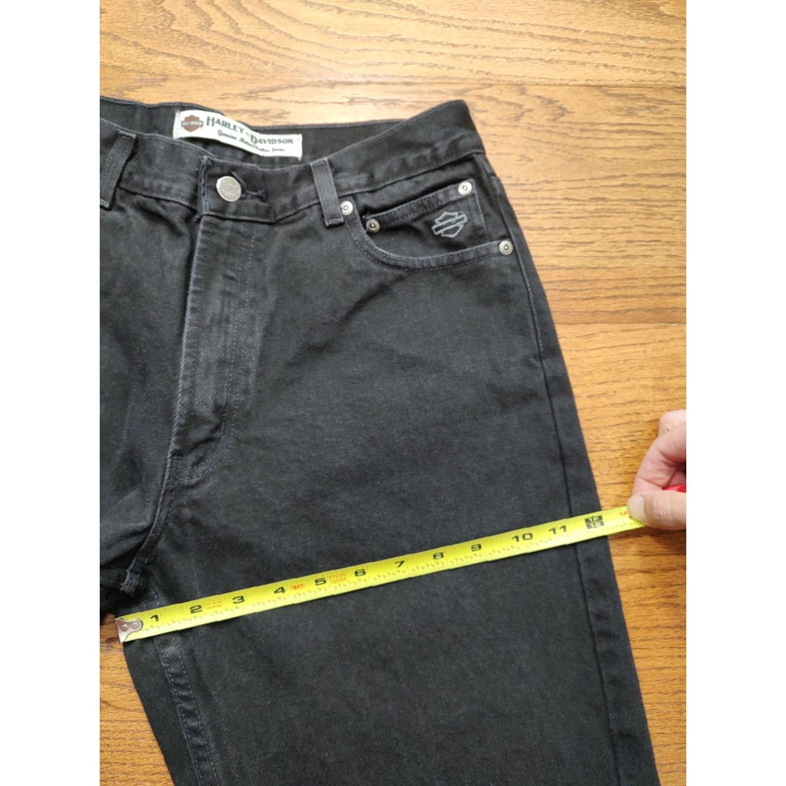 Harley Davidson VTG Harley-Davidson Jeans Mens 30x32 Black Straight Leg Biker Denim 5-Pocket Zip Zipper Logo Size US 30 / EU 46 - 7 Thumbnail