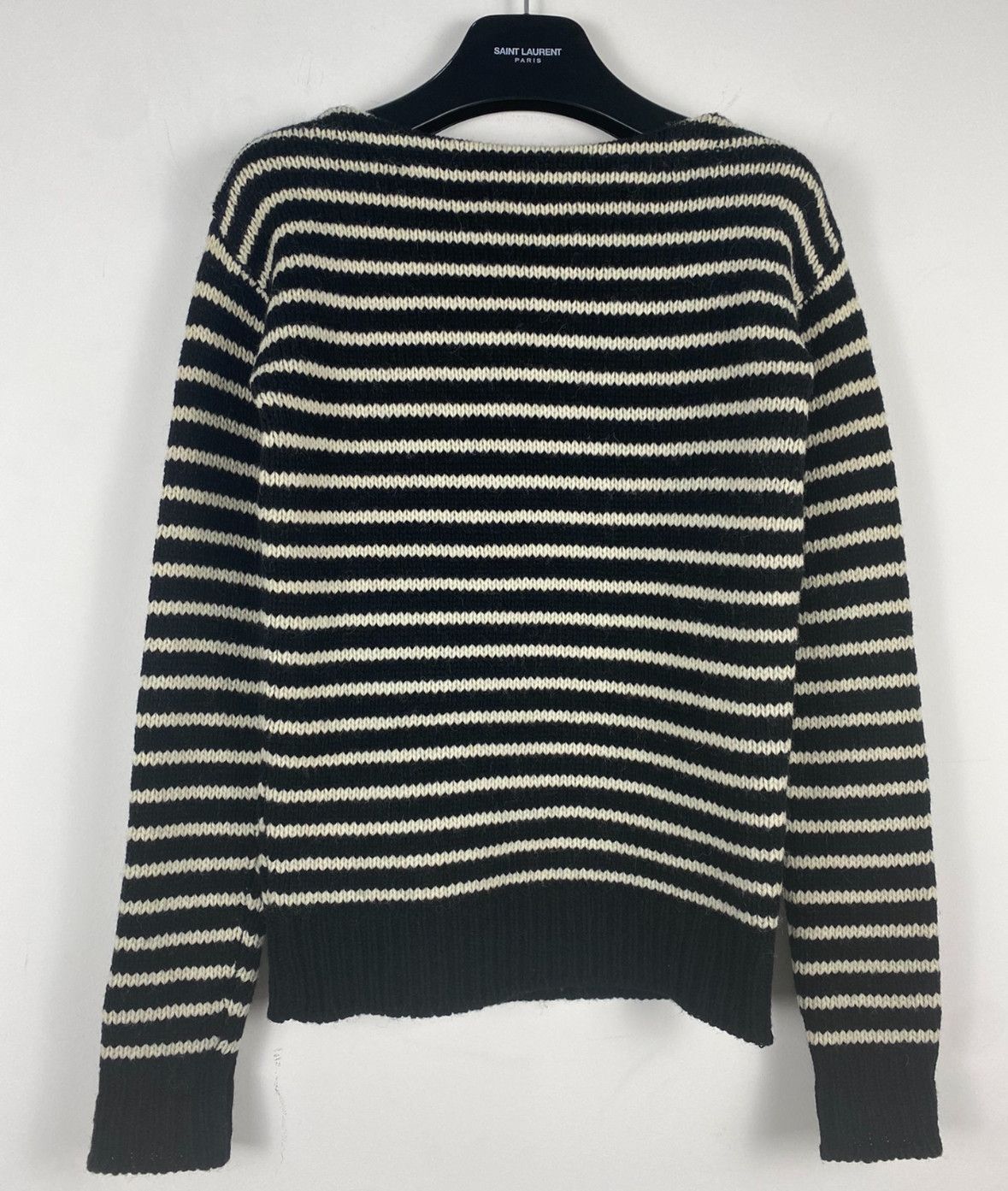 saint laurent Black and White Striped Sweater-2505
