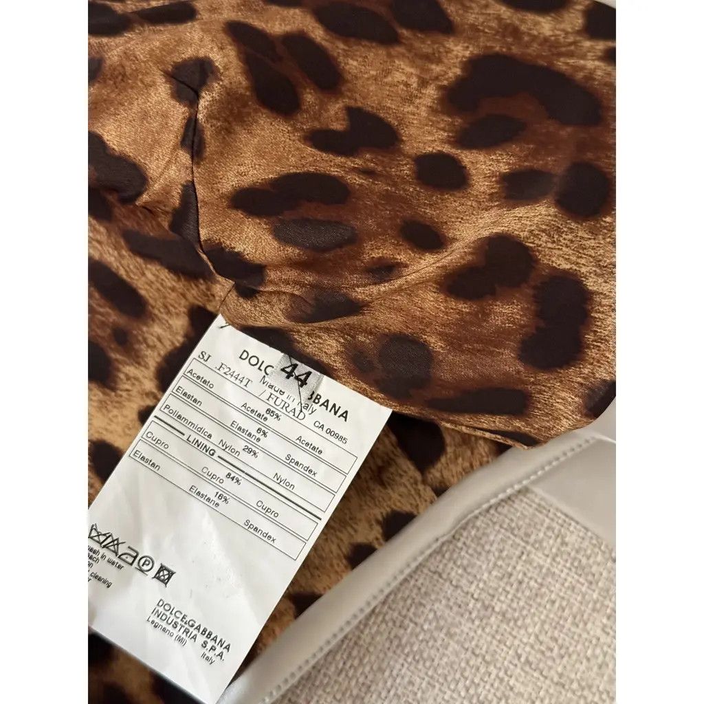 Dolce & Gabbana Dolce & Gabbana Silver Leopard Cropped Satin Blazer IT44 Size M / US 6-8 / IT 42-44 - 6 Thumbnail