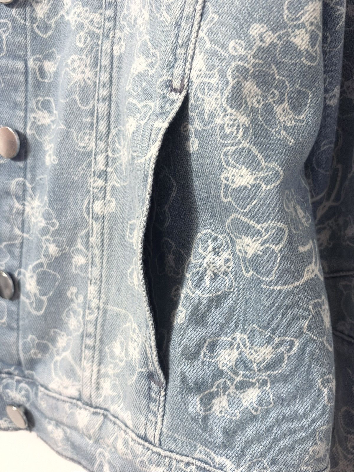 Karl Lagerfeld Karl Lagerfeld Light Blue Floral-Print Denim Jacket Size S / US 4 / IT 40 - 5 Thumbnail