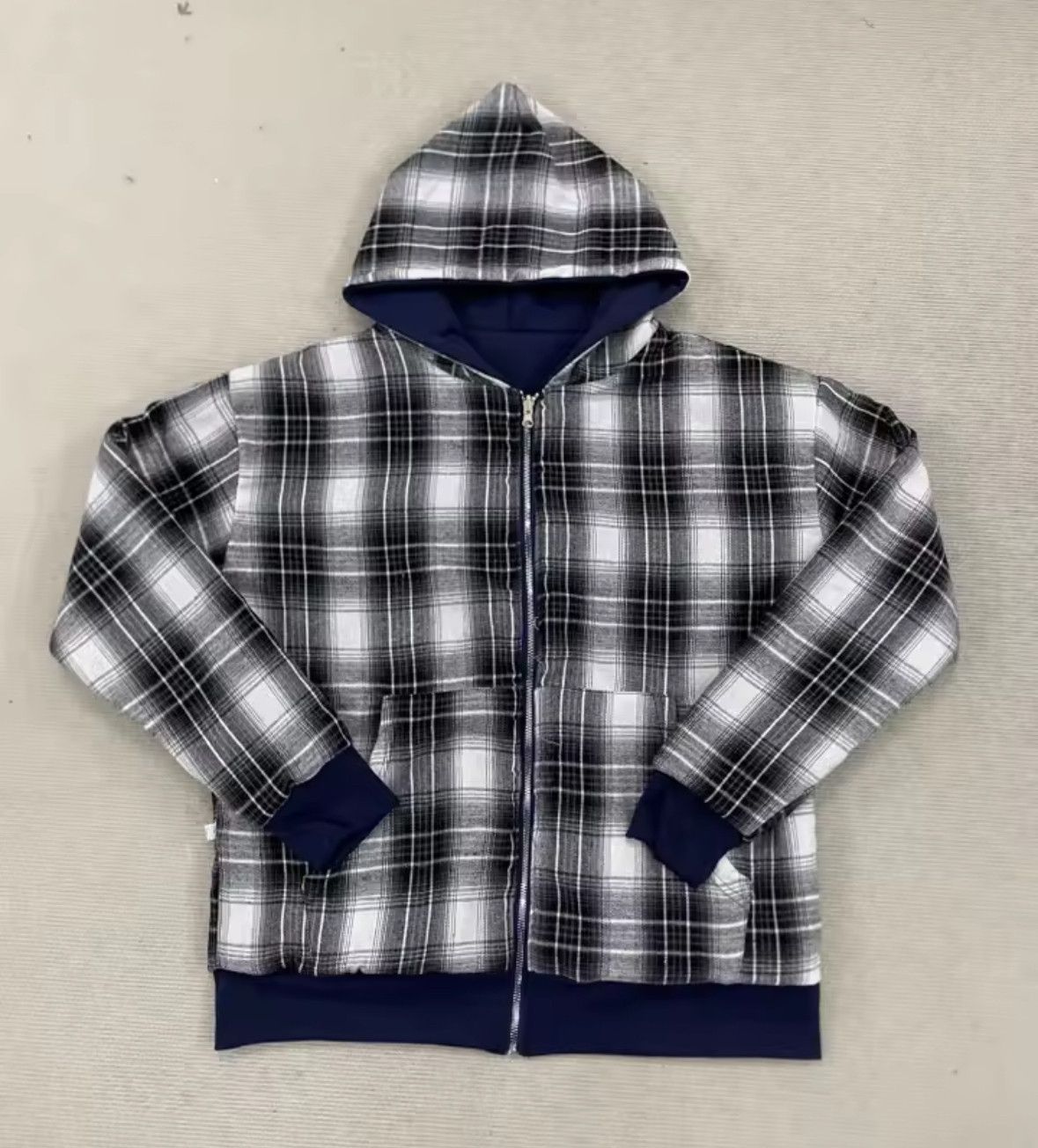 Other Double Sided Korean Deep Blue Plaid Swag Hoodies Jackets Size US M / EU 48-50 / 2 - 1 Thumbnail